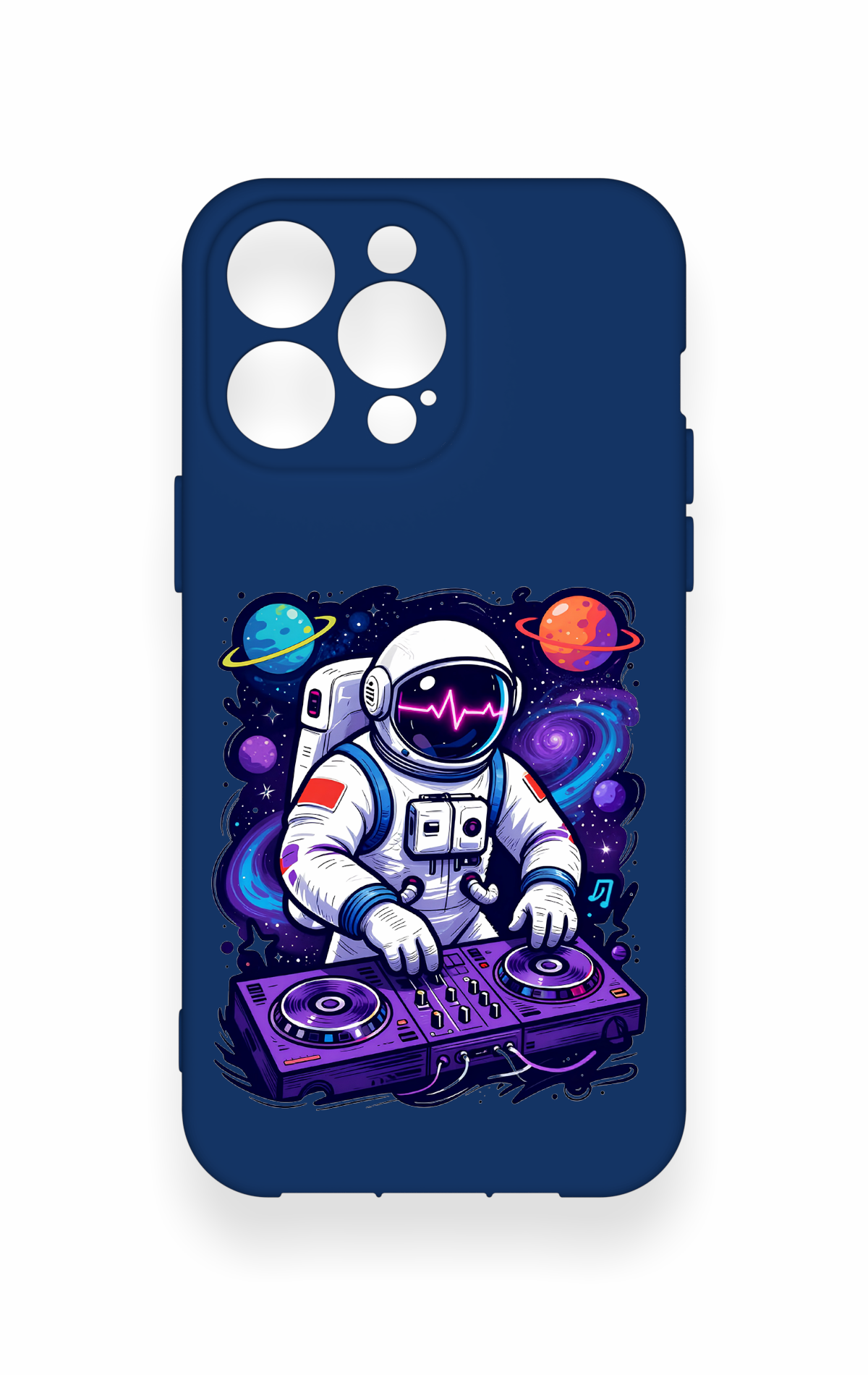 iPhone 14 Pro Max Uyumlu Astronot DJ Desenli Silikon Kılıf