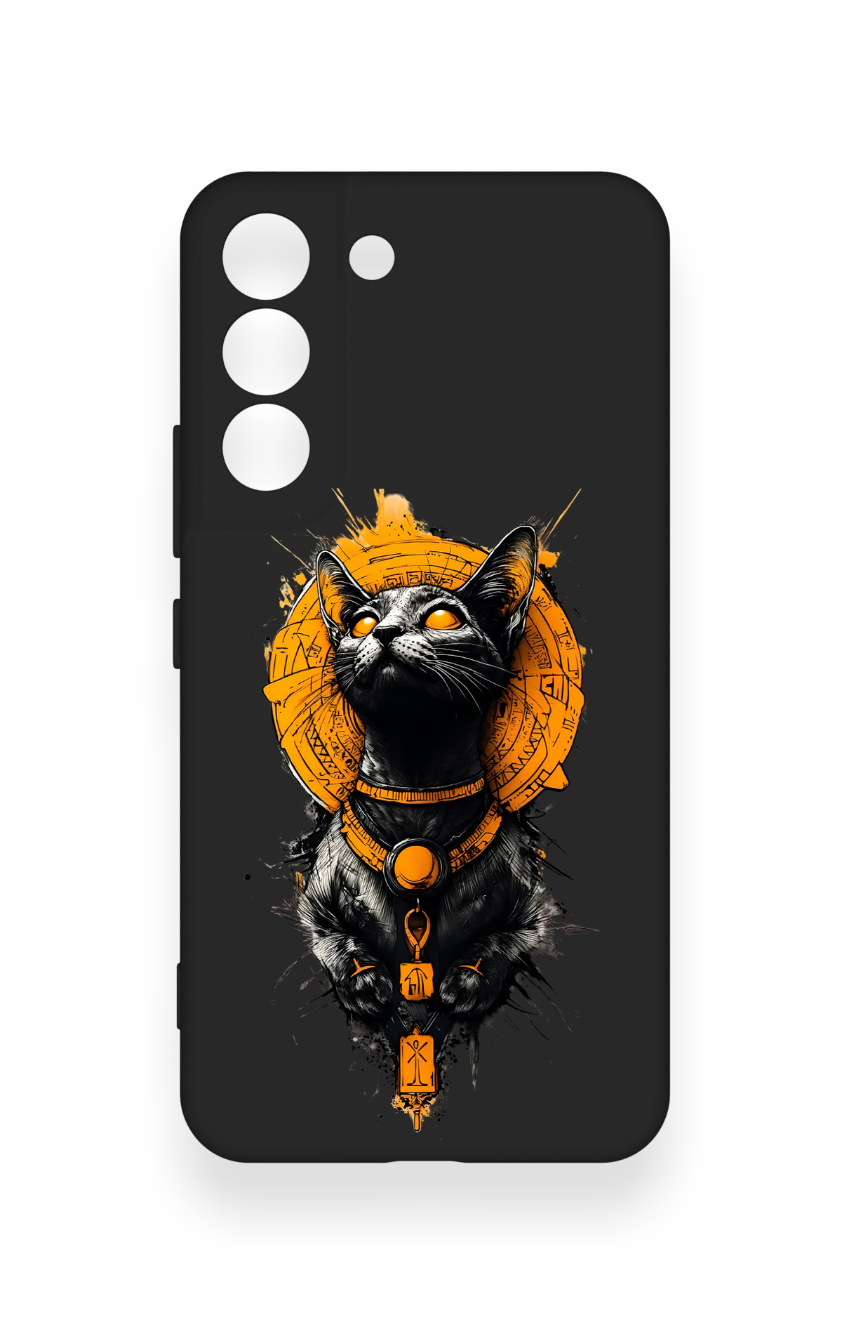 Samsung S22 Uyumlu Mısırlı Kedi Tanrısı Desenli Silikon Kılıf