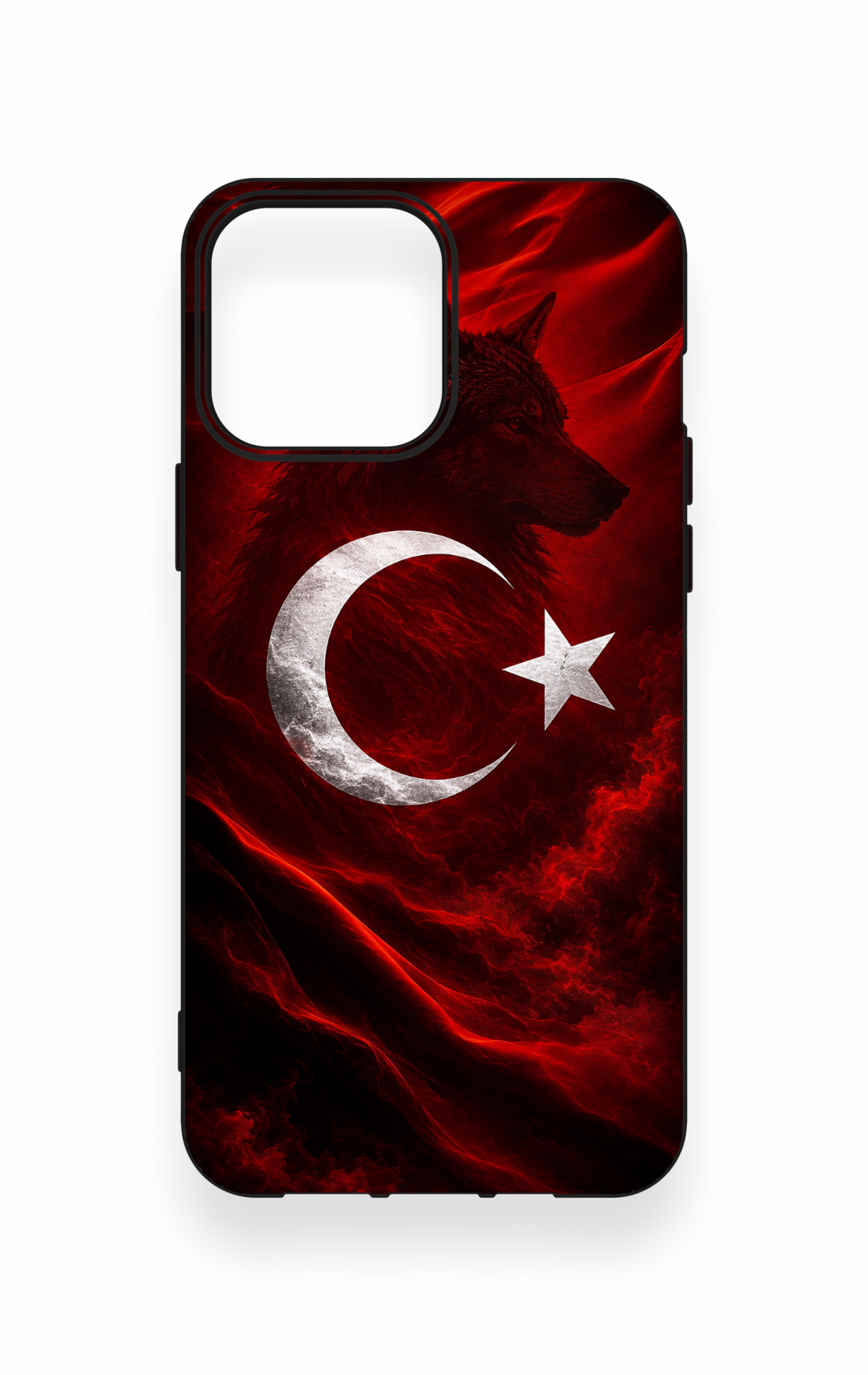 iPhone 13 Pro Max Uyumlu Kurt Türk Bayrağı Desenli Silikon Kılıf