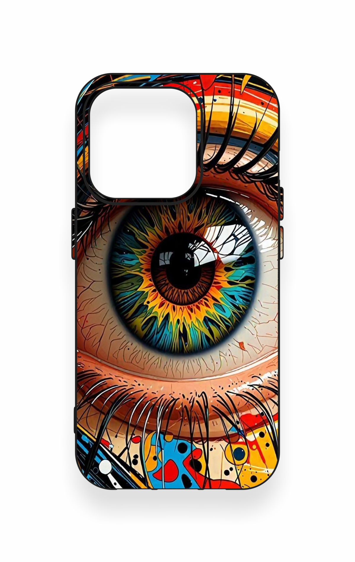 iPhone 15 Pro Uyumlu Renkli Göz Bebeği Desenli Silikon Kılıf