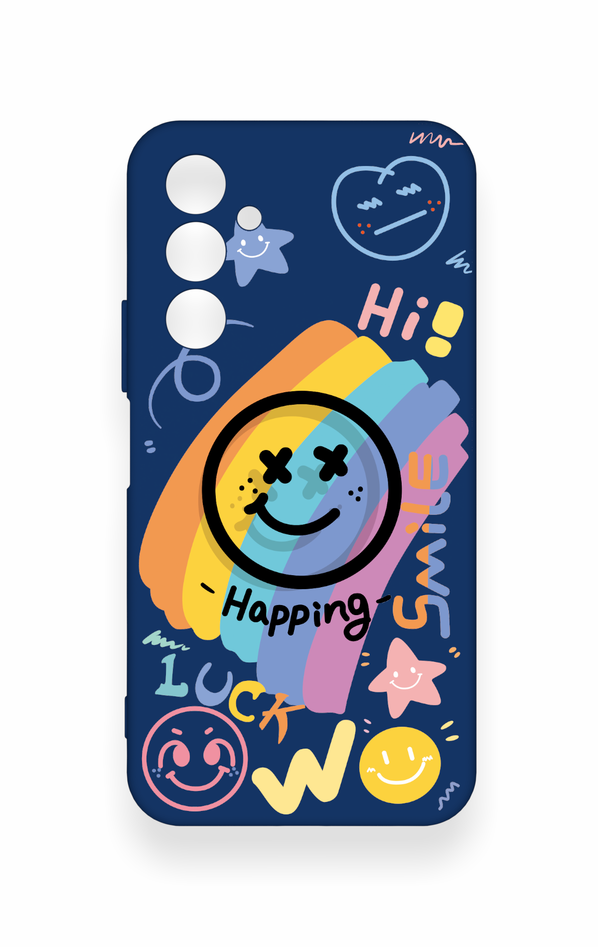 Samssung A54 Uyumlu Happing Smile Desenli Silikon Kılıf