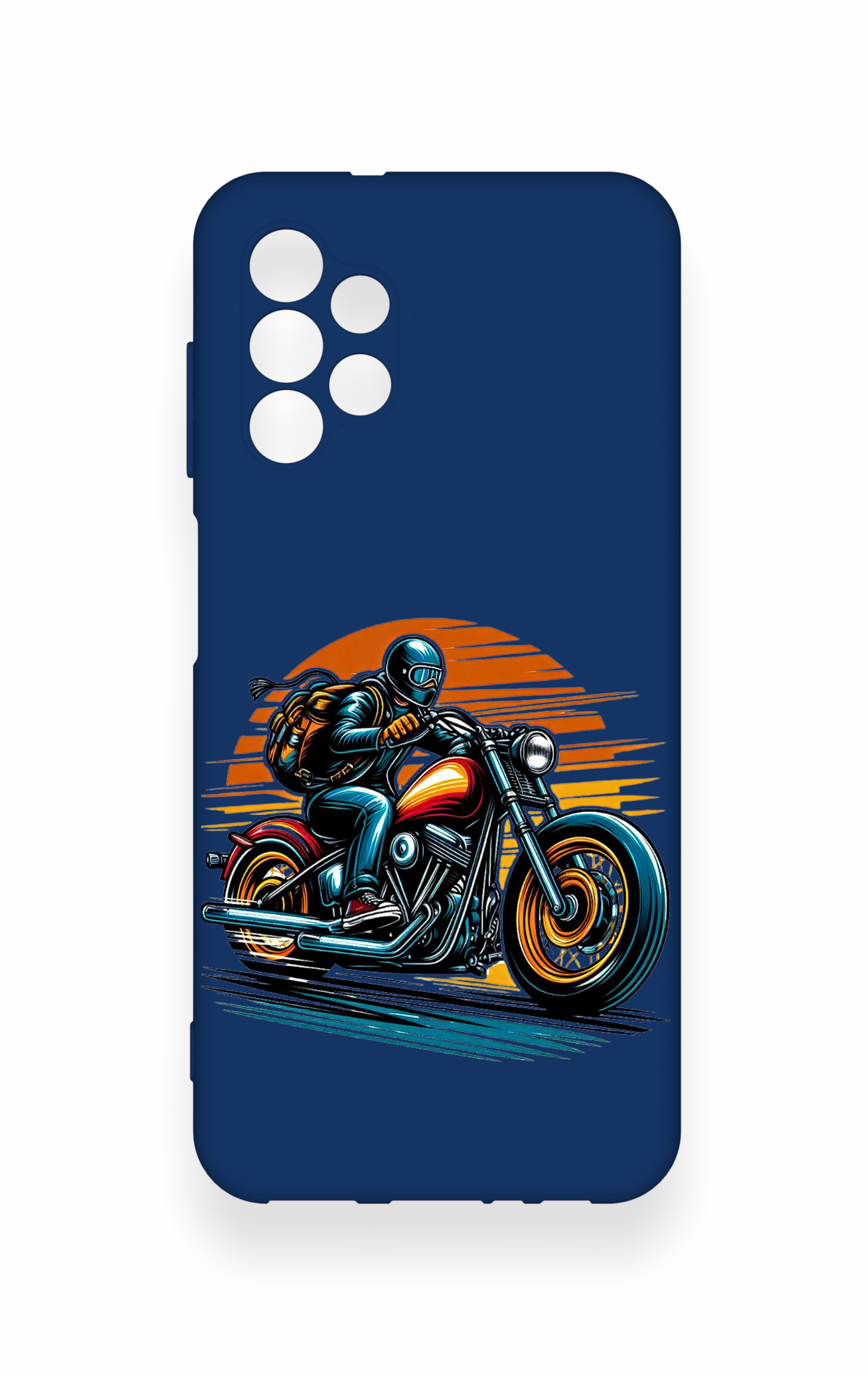 Samsung A13 Uyumlu Moto Rider Desenli Silikon Kılıf