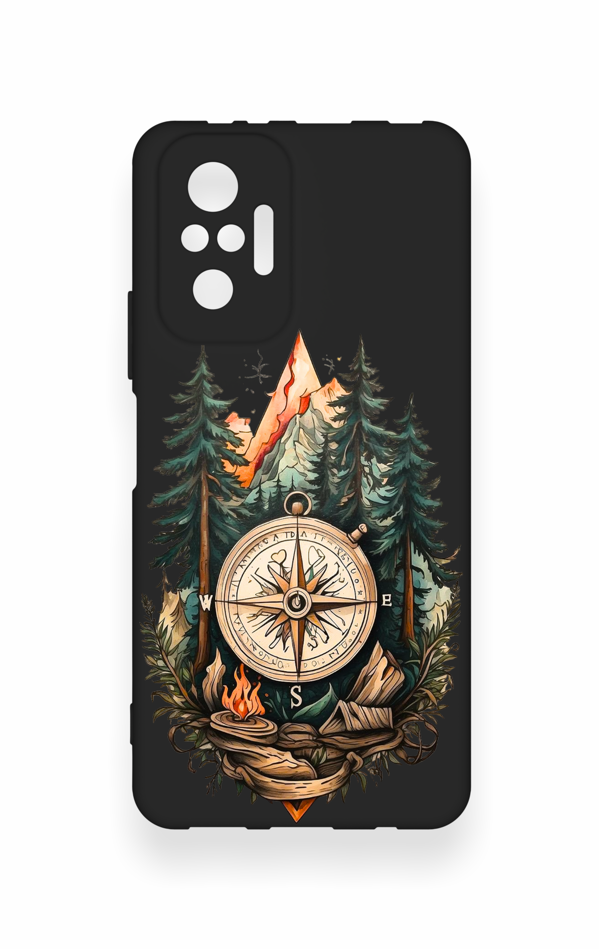 Redmi Note 10 Pro Uyumlu Pusula Orman Desenli Silikon Kılıf