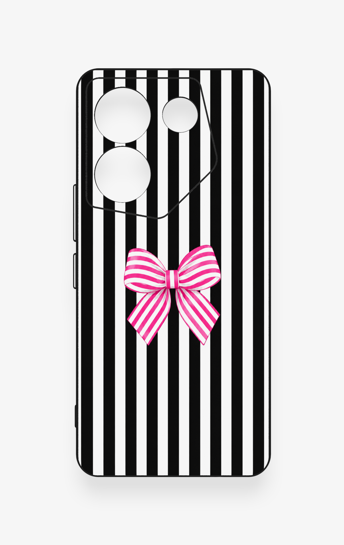 Tecno Camon 20 Pro Uyumlu Pembe Beyaz Kurdele Desenli Silikon Kılıf