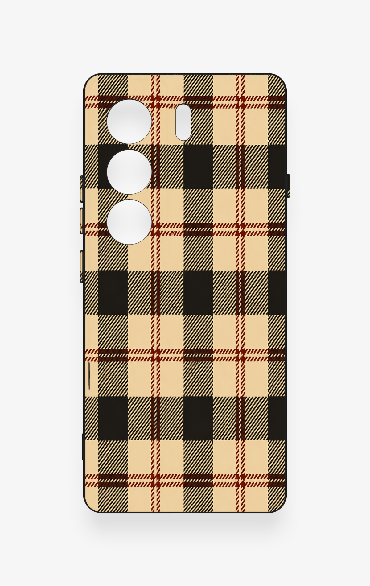 Tecno Camon 40 4G Uyumlu Krem Ekose Desenli Silikon Kılıf