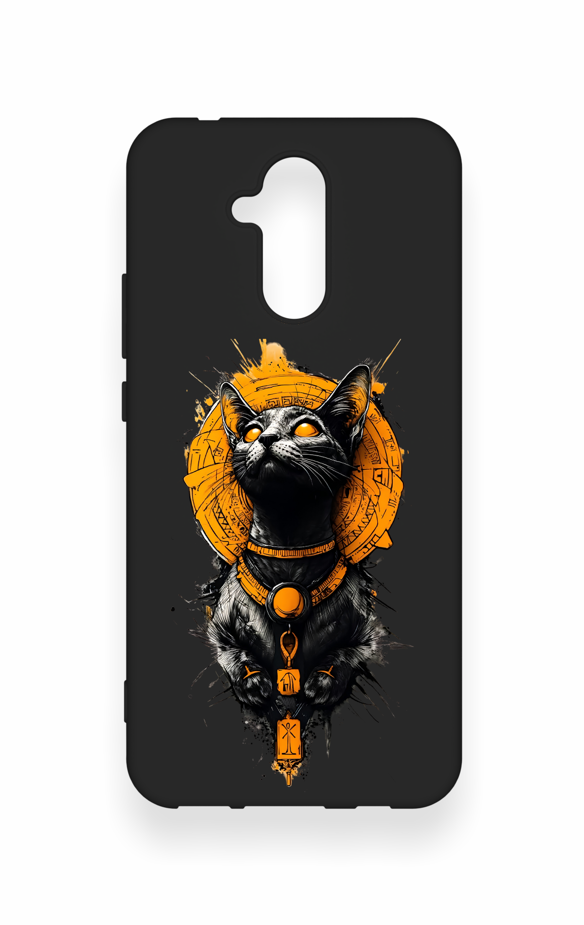 Huawei Mate 20 Lite Uyumlu Mısırlı Kedi Tanrısı Desenli Silikon Kılıf