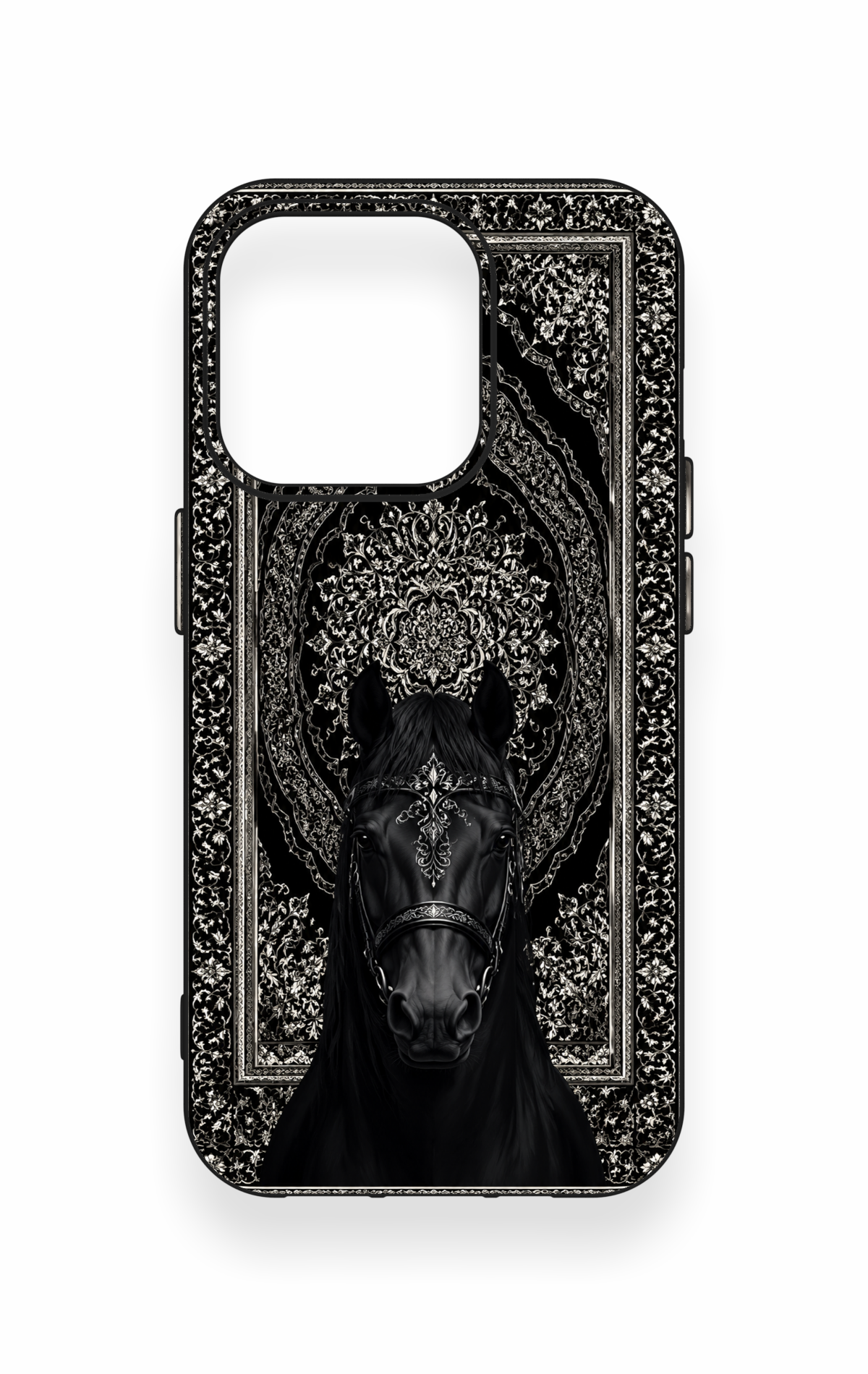 iPhone 15 Pro Uyumlu Etnik At Figürü Desenli Silikon Kılıf