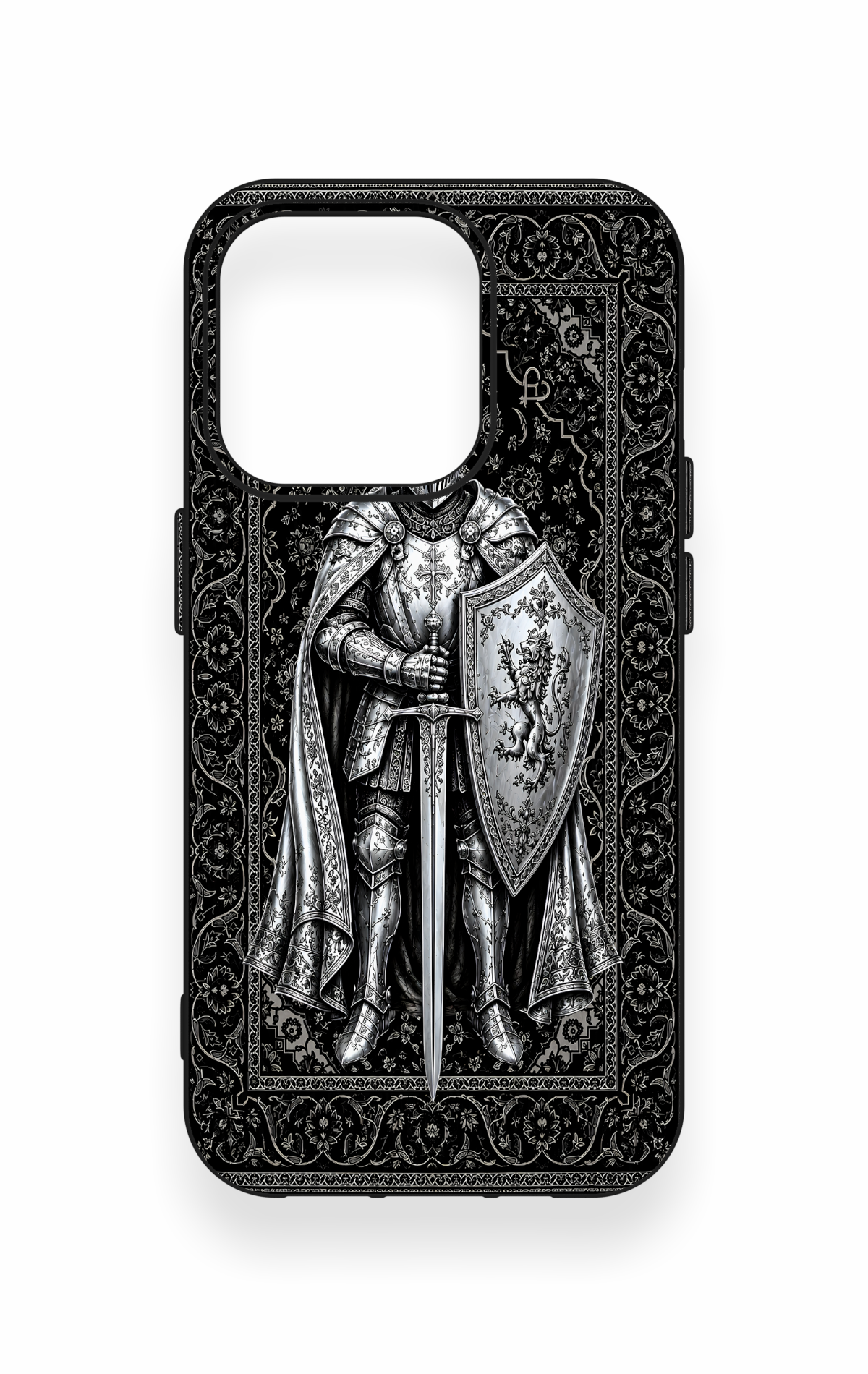iPhone 15 Pro Uyumlu Şövalye Desenli Silikon Kılıf