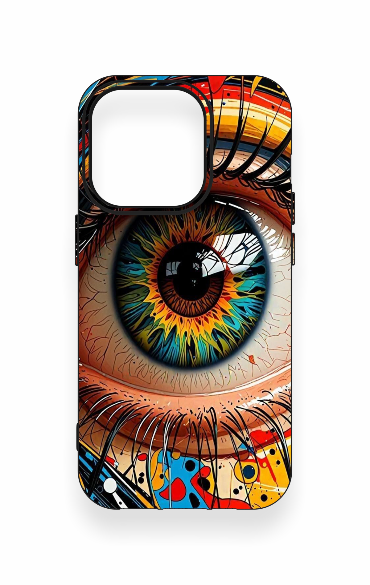 iPhone 14 Pro Uyumlu Renkli Göz Bebeği Desenli Silikon Kılıf