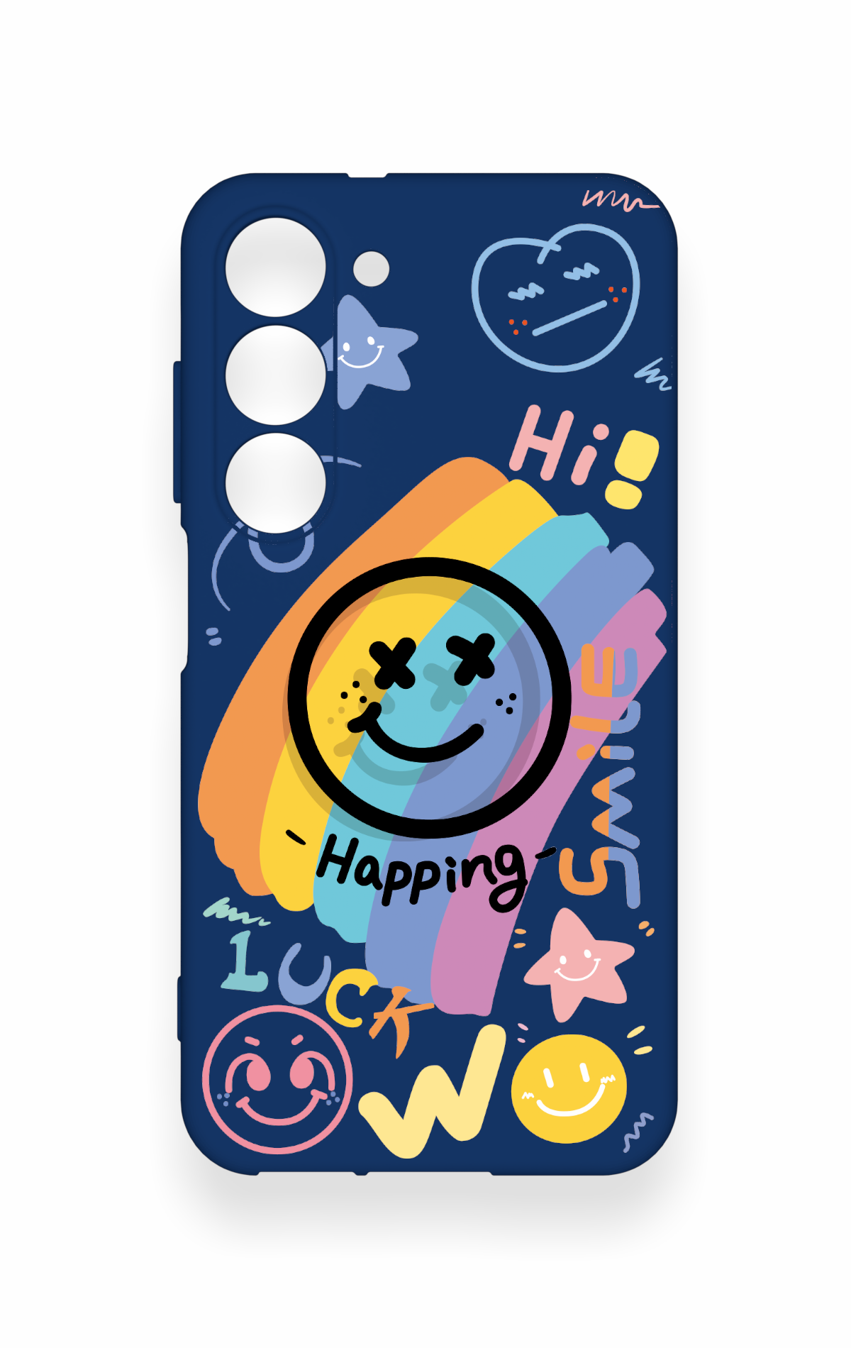 Samsung S23 Uyumlu Happing Smile Desenli Silikon Kılıf