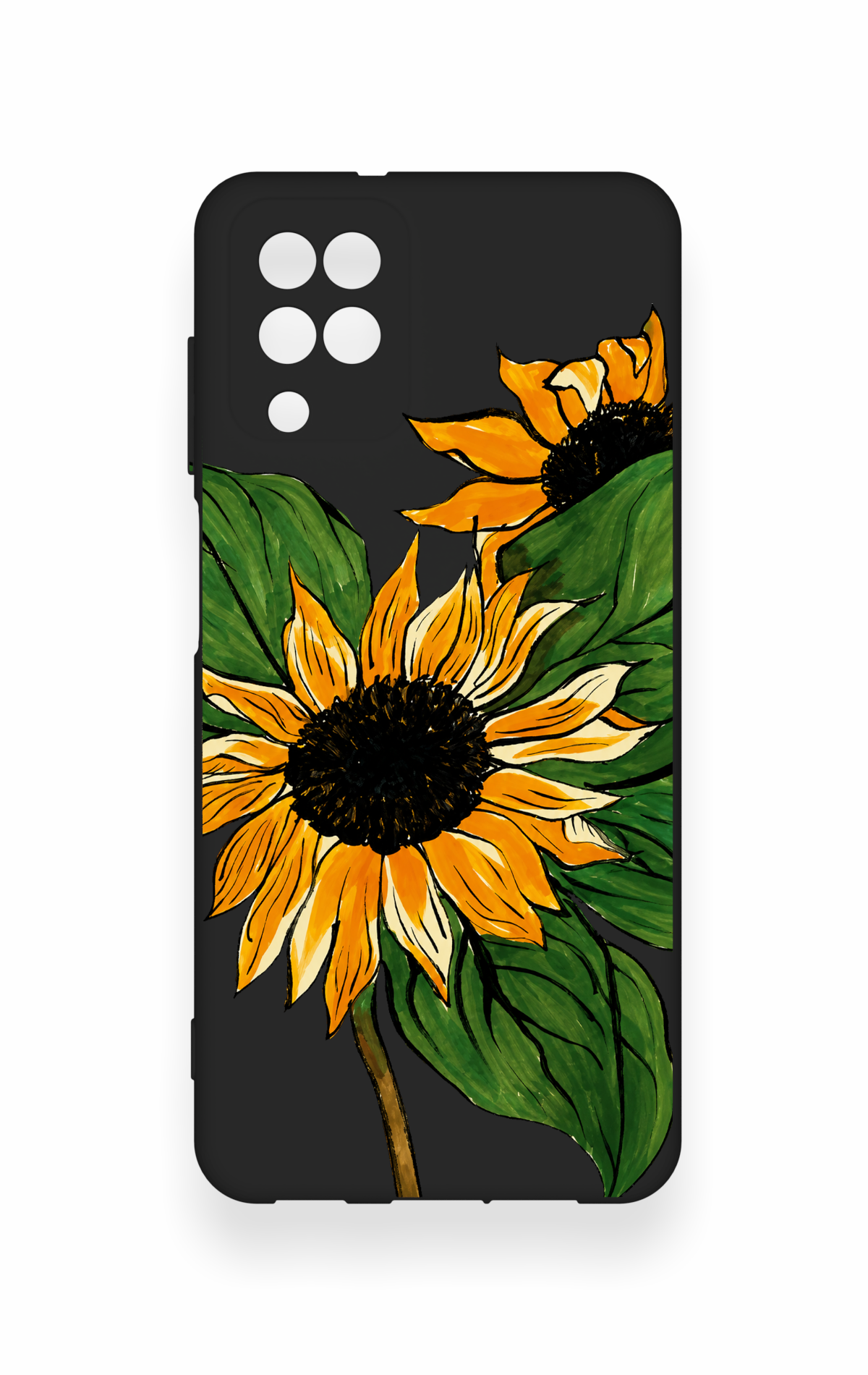 Samsung A12 Uyumlu Ay Çiçeği Desenli Silikon Kılıf