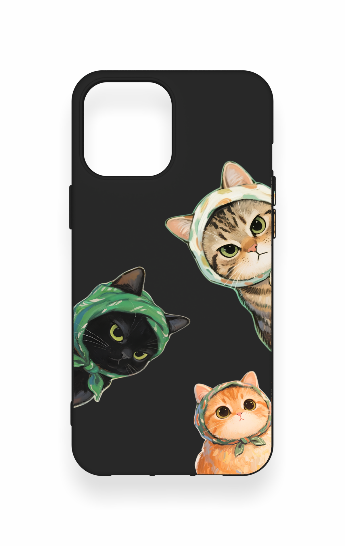iPhone 12 Pro Max Uyumlu Kedi Ekibi Desenli Silikon Kılıf