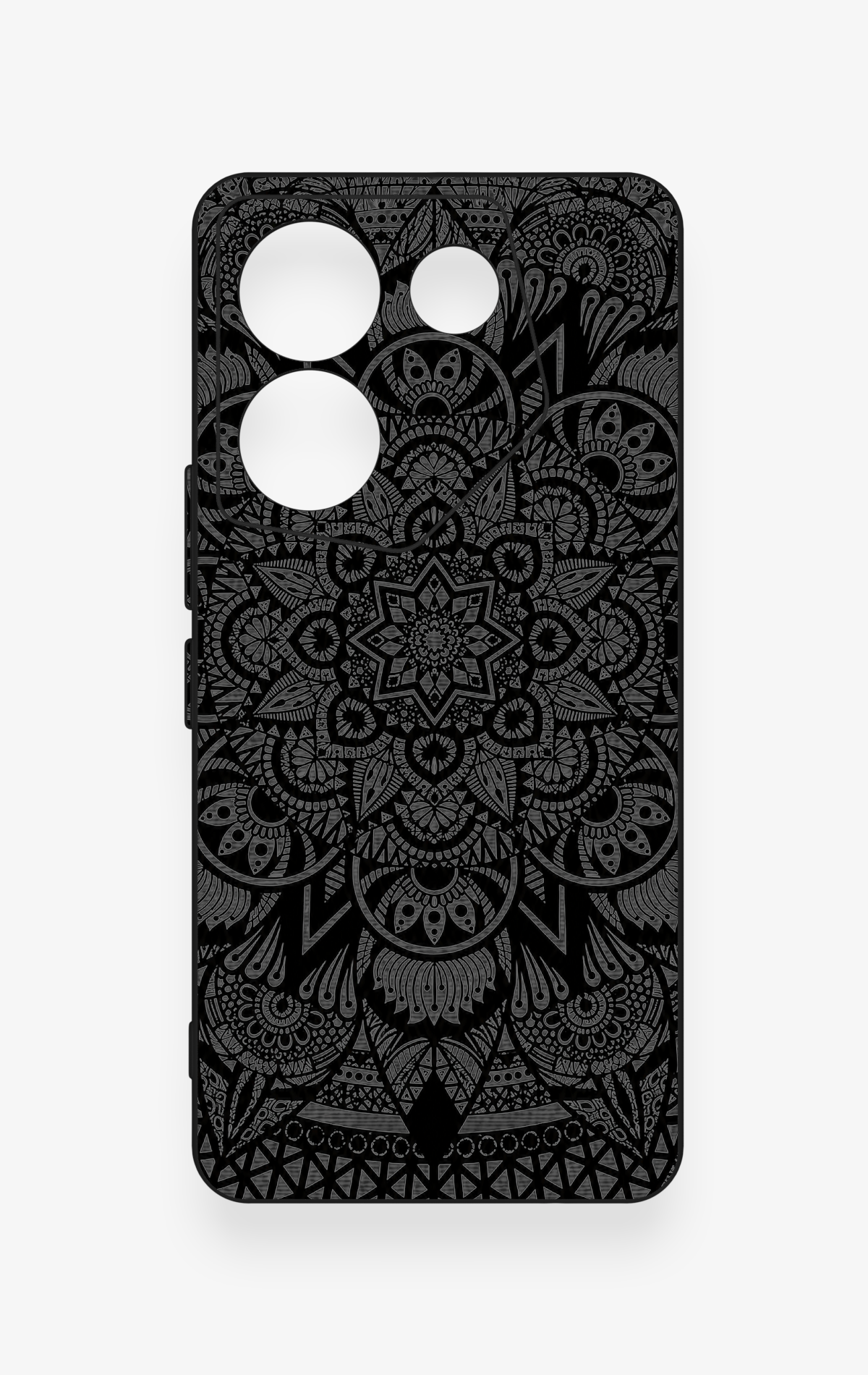 Tecno Camon 20 Pro Uyumlu Siyah Beyaz Mandala Desenli Silikon Kılıf