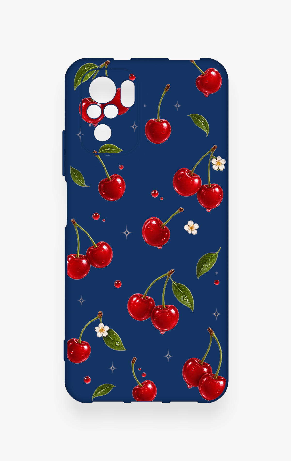 Redmi Note 10-10S Uyumlu Kiraz Papatya Desenli Silikon Kılıf