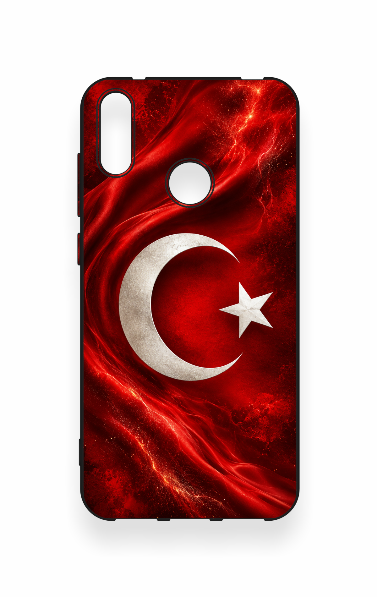 Huawei Y7 2019 Uyumlu Türk Bayrağı Desenli Silikon Kılıf