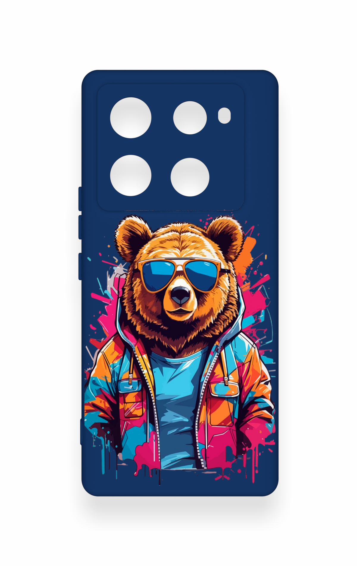 İnfinix Note 40 Pro Uyumlu Gözlüklü Ayı Desenli Silikon Kılıf