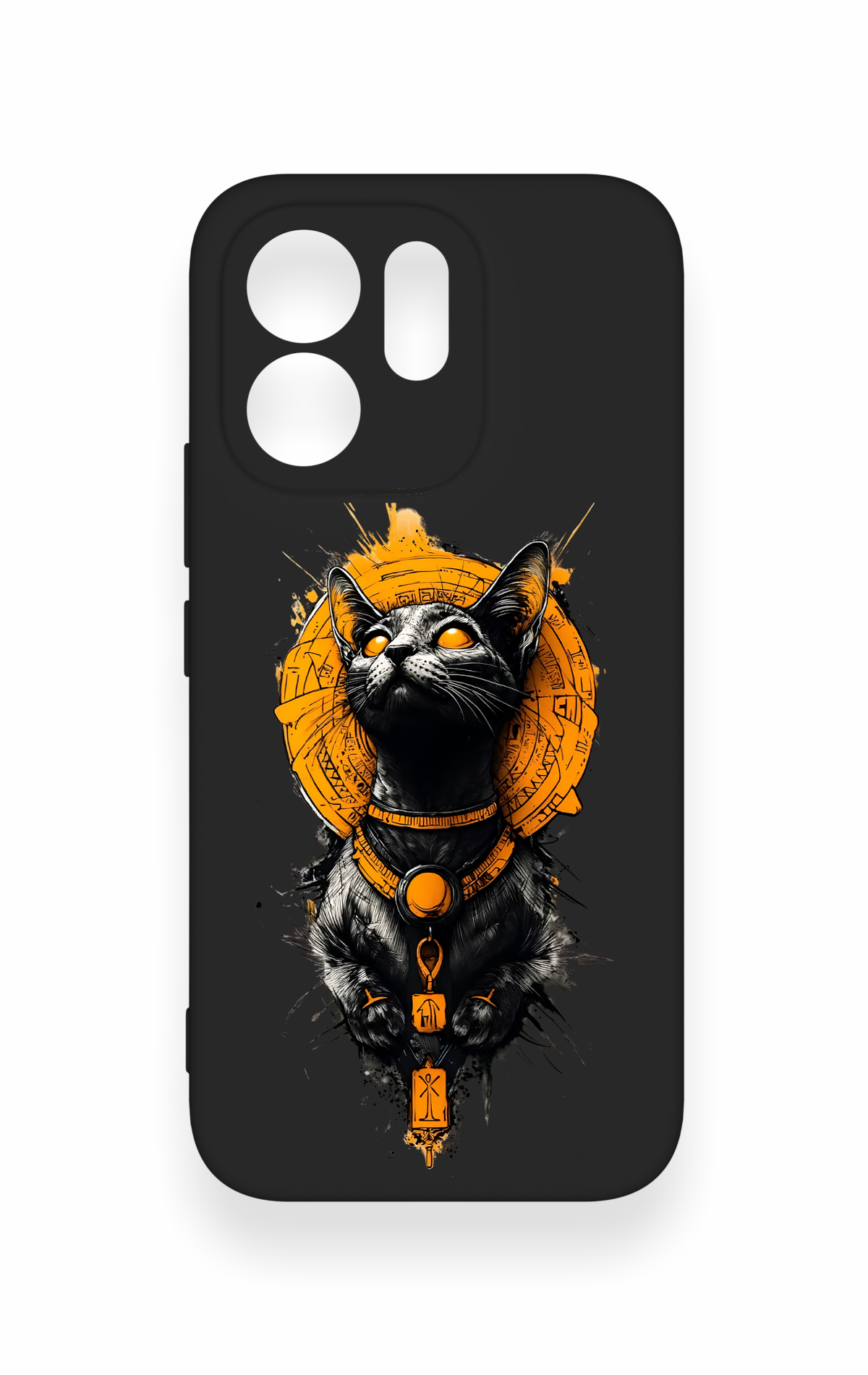 Vivo V70 5G Uyumlu Mısırlı Kedi Tanrısı Desenli Silikon Kılıf