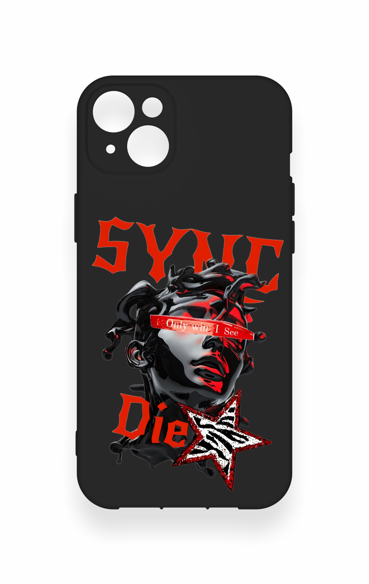 iPhone 14 Plus/15 Plus Uyumlu Sync Die Desenli Silikon Kılıf
