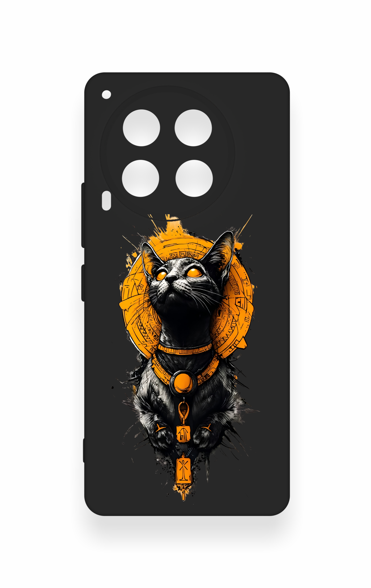 Tecno Camon 30 Uyumlu Mısırlı Kedi Tanrısı Desenli Silikon Kılıf