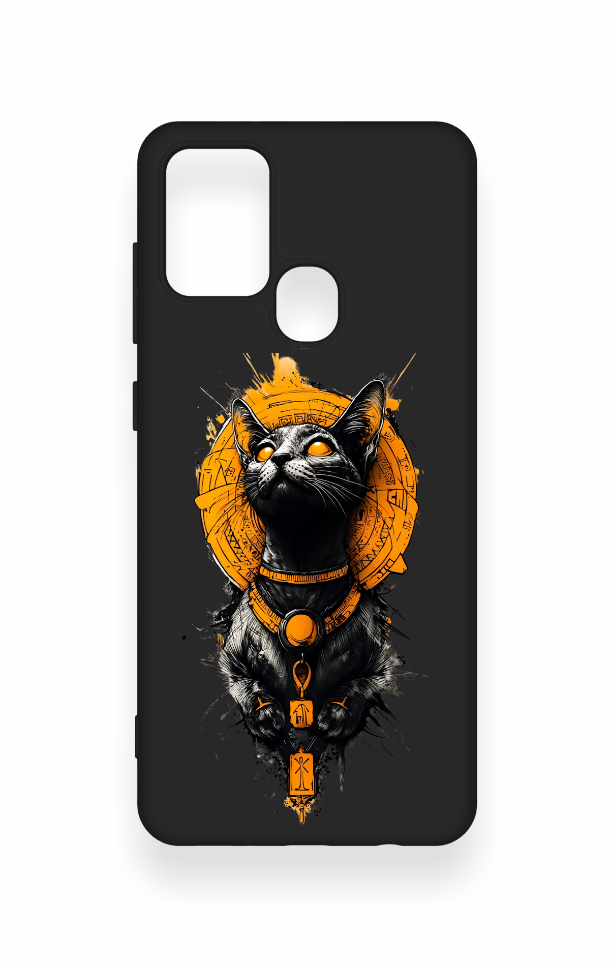 Samsung A21S Uyumlu Mısırlı Kedi Tanrısı Desenli Silikon Kılıf