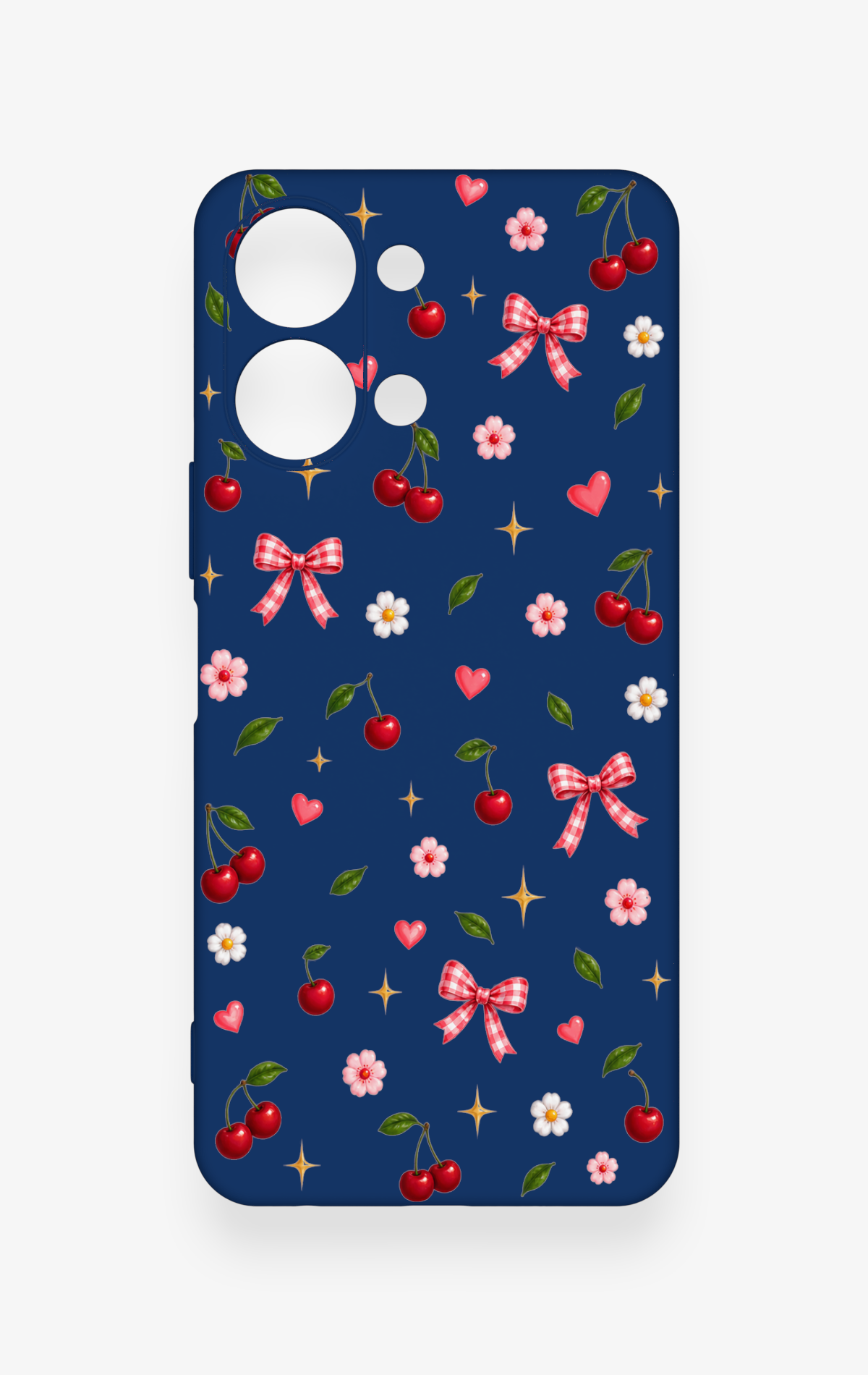Vivo Y05 4G Uyumlu Çiçek Kiraz Fiyonk Desenli Silikon Kılıf