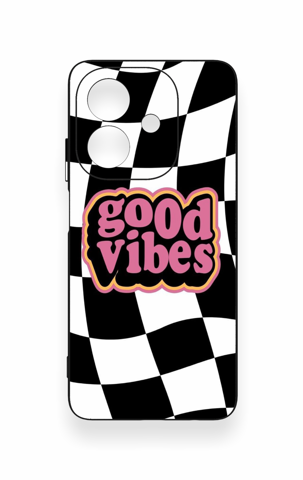 Oppo A3 Uyumlu Black Good Vibes Desenli Silikon Kılıf