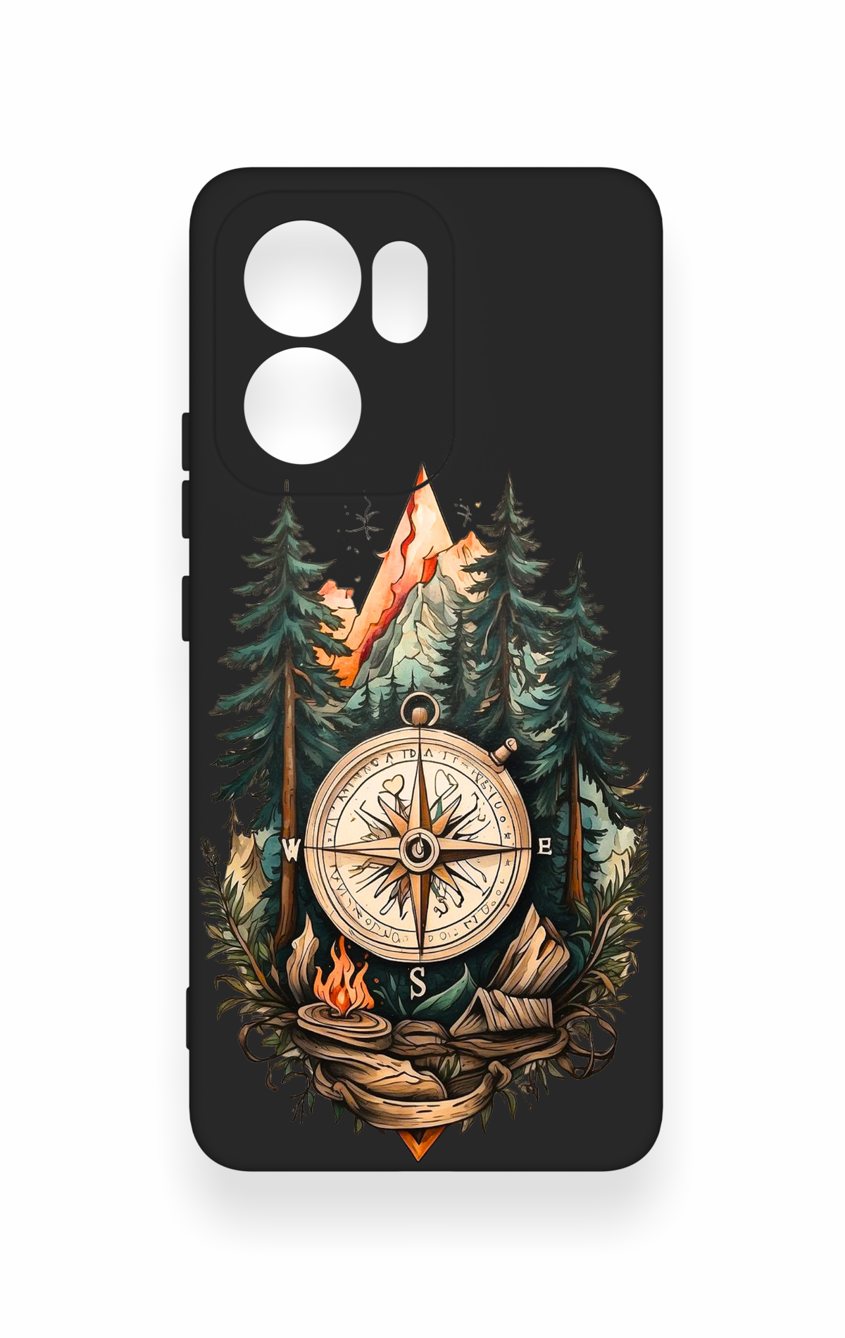 Oppo Reno 13F Uyumlu Pusula Orman Desenli Silikon Kılıf