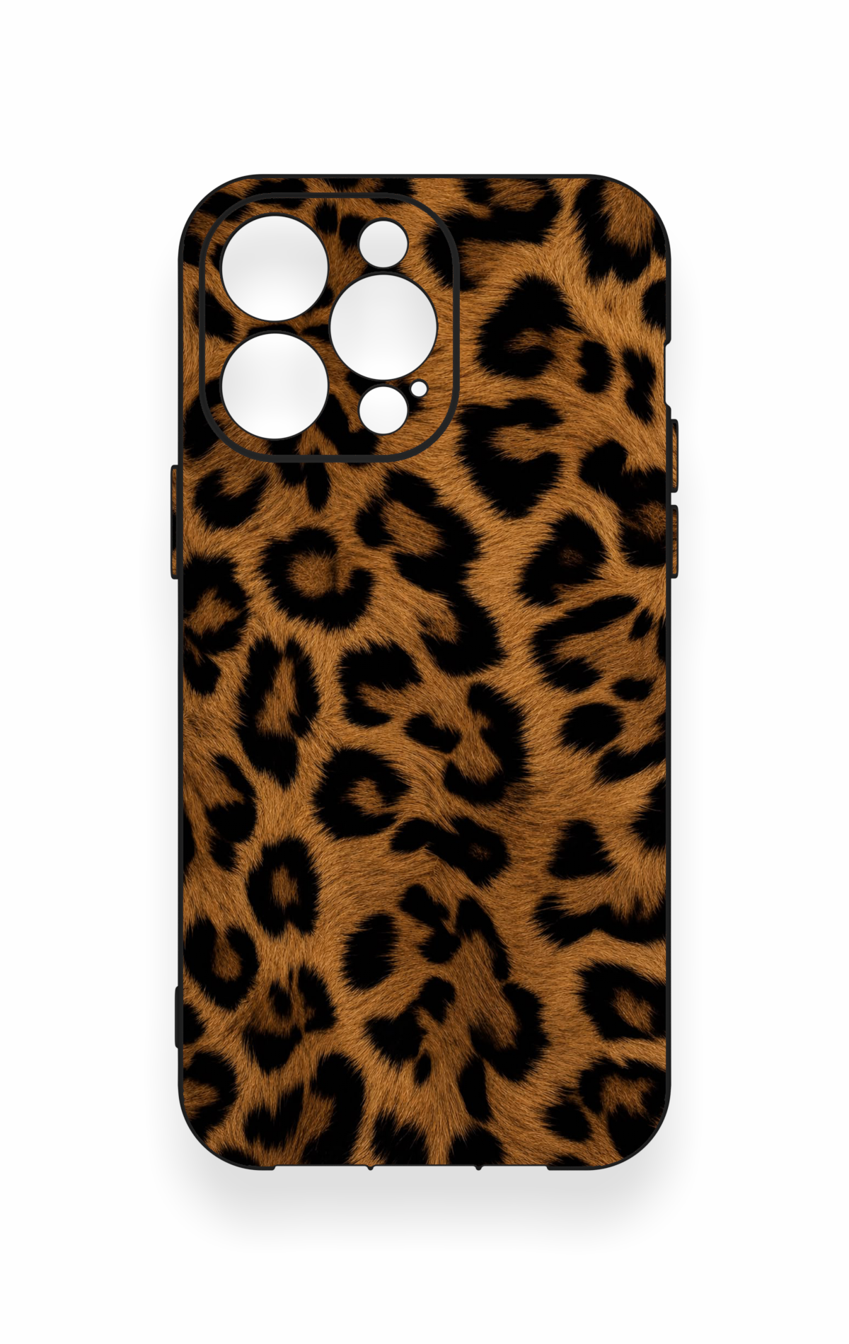 iPhone 14 Pro Max Uyumlu Koyu Leopar Deri Desenli Silikon Kılıf