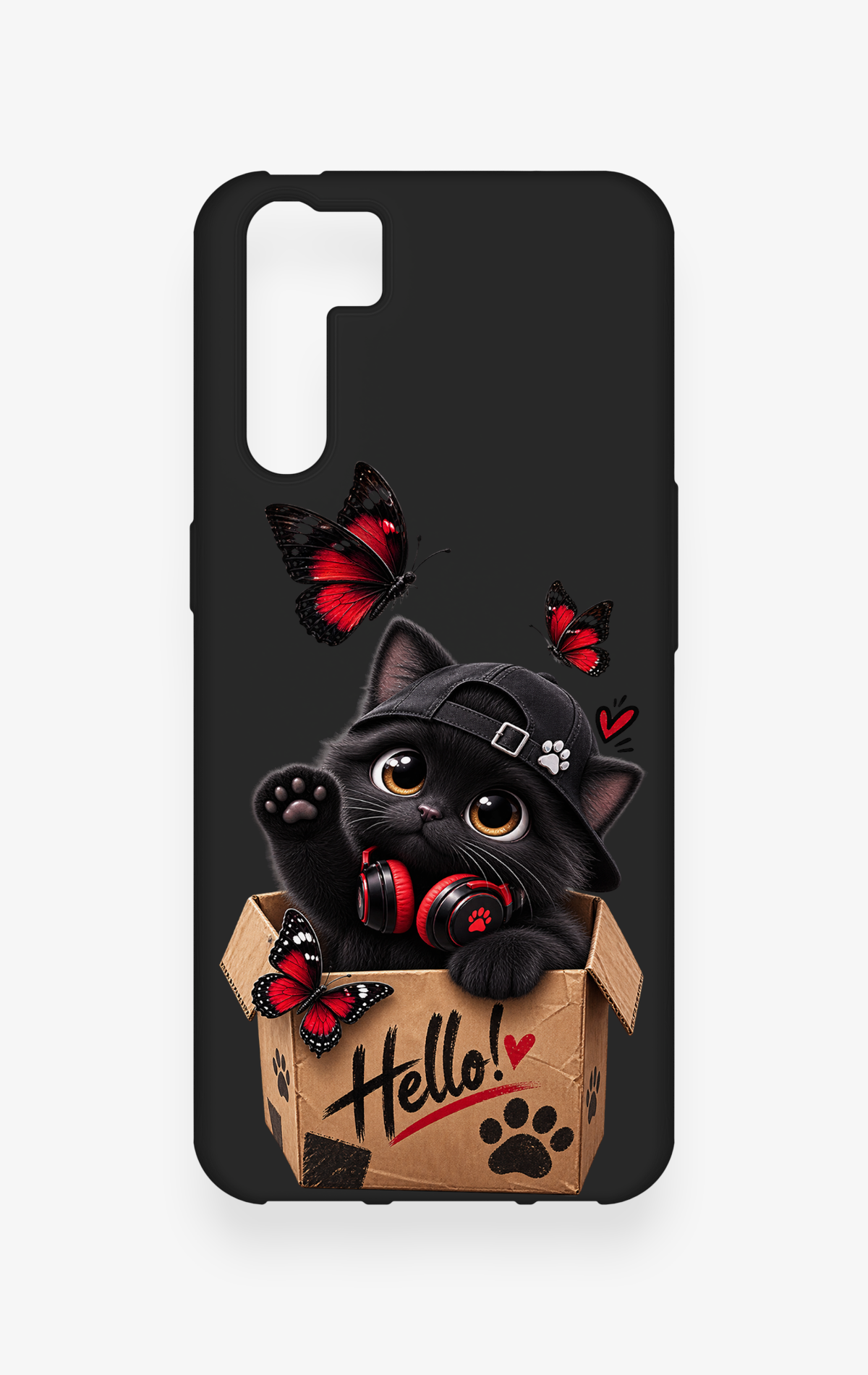 Oppo A91 Uyumlu Hello Cat Desenli Silikon Kılıf
