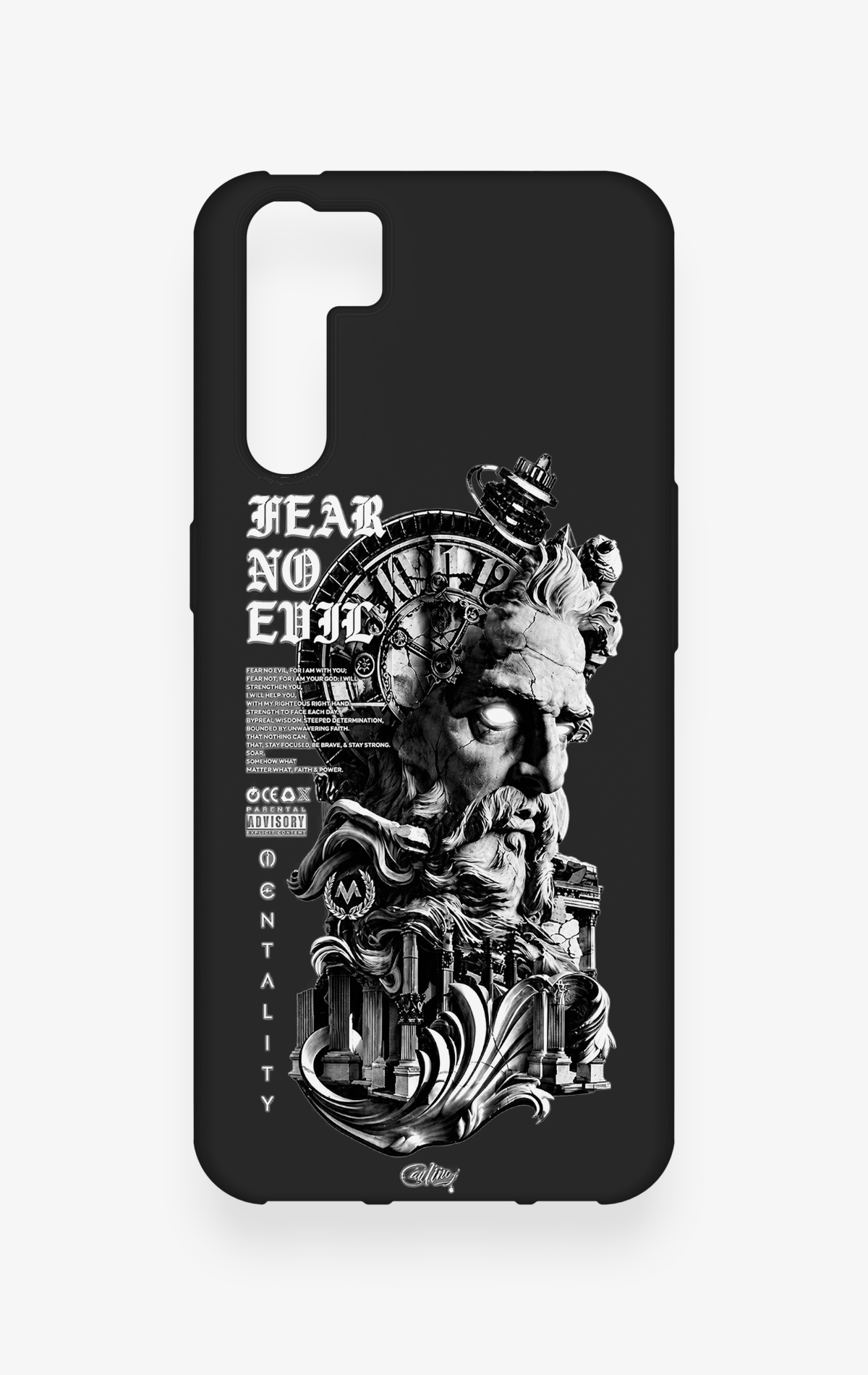 Oppo A91 Uyumlu Fear No Evil Desenli Silikon Kılıf