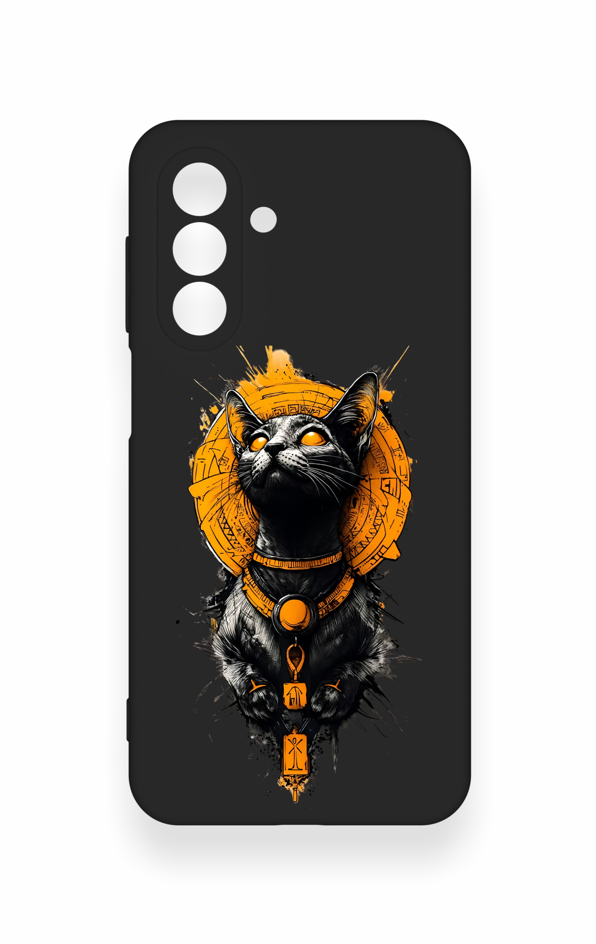 Samsung A17 Uyumlu Mısırlı Kedi Tanrısı Desenli Silikon Kılıf