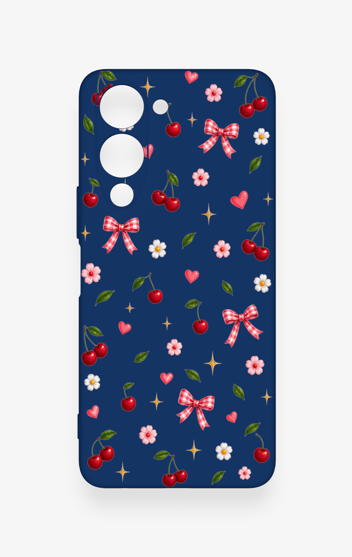 Vivo Y19 5G Uyumlu Çiçek Kiraz Fiyonk Desenli Silikon Kılıf