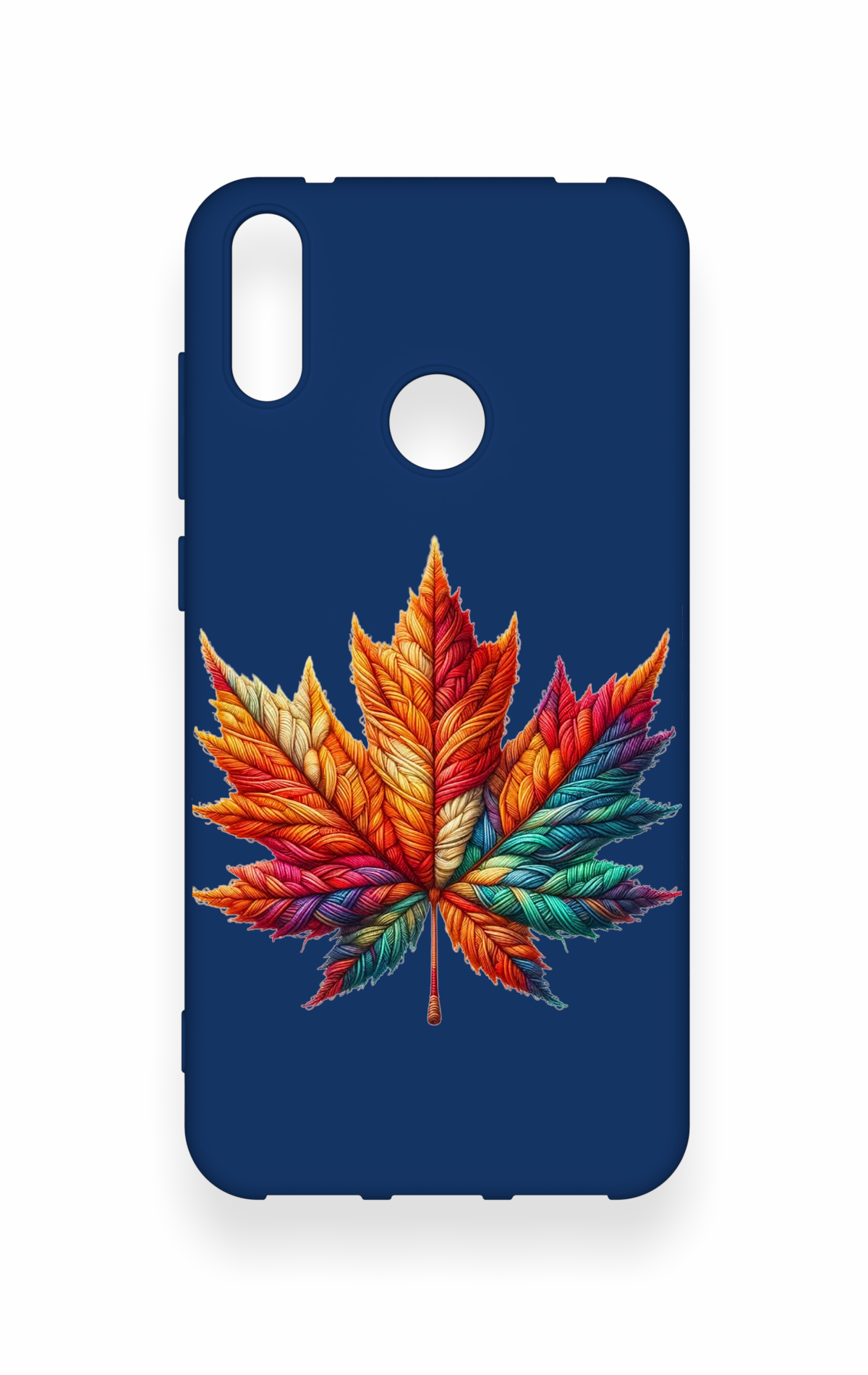 Huawei Y7 2019 Uyumlu Renkli Yaprak Desenli Silikon Kılıf