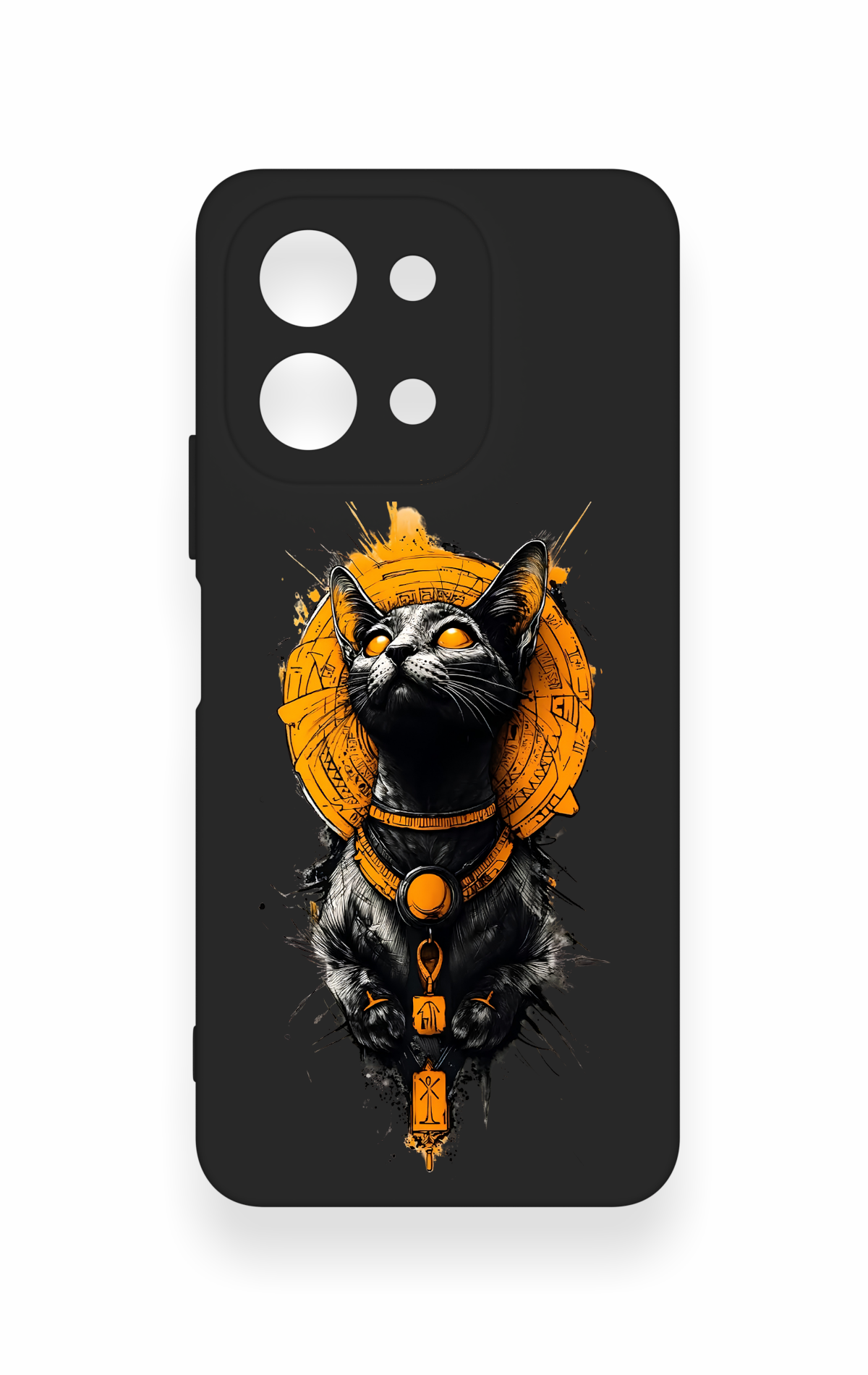 Vivo Y28 Uyumlu Mısırlı Kedi Tanrısı Desenli Silikon Kılıf