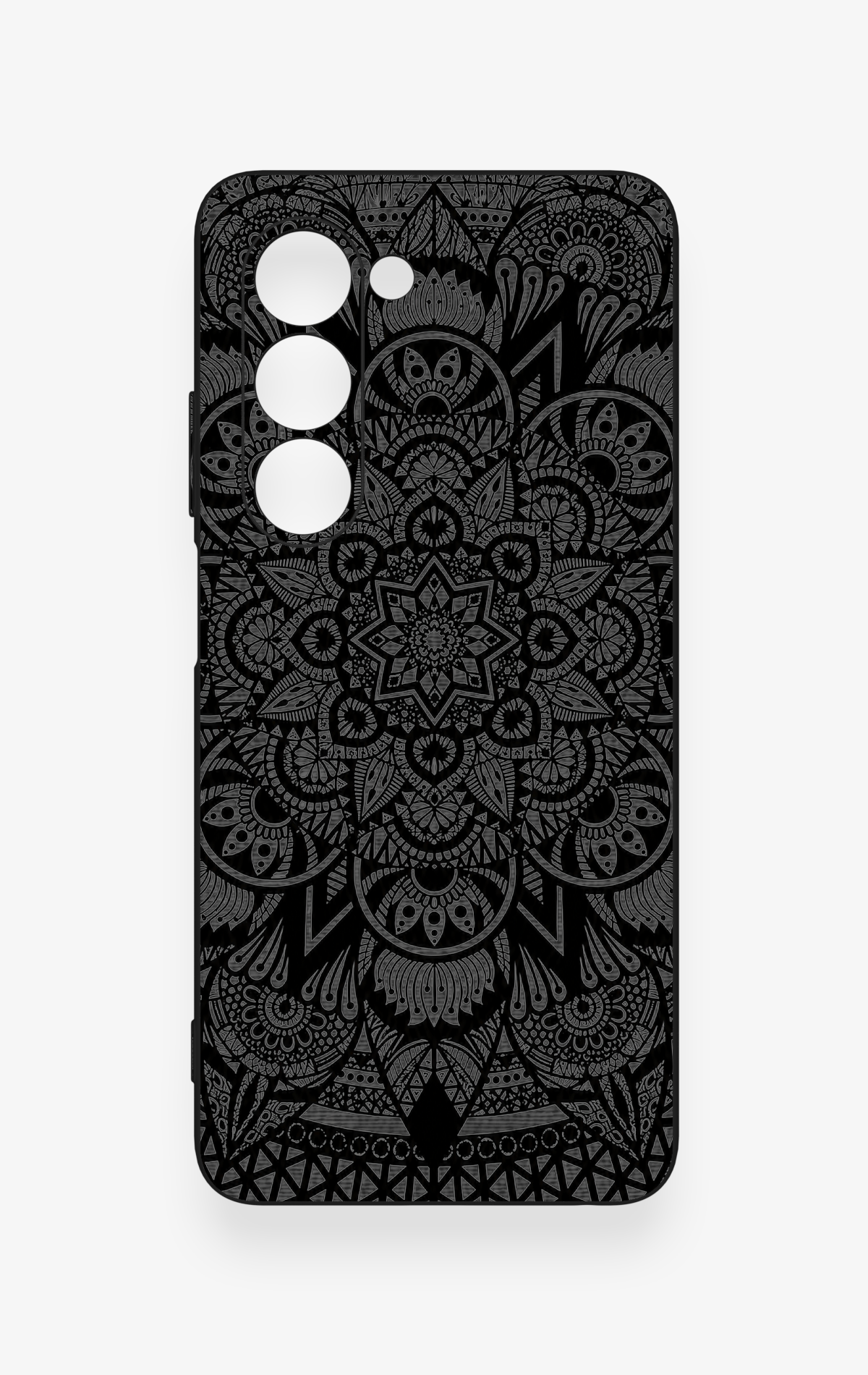 Oppo A5 5G Uyumlu Siyah Beyaz Mandala Desenli Silikon Kılıf