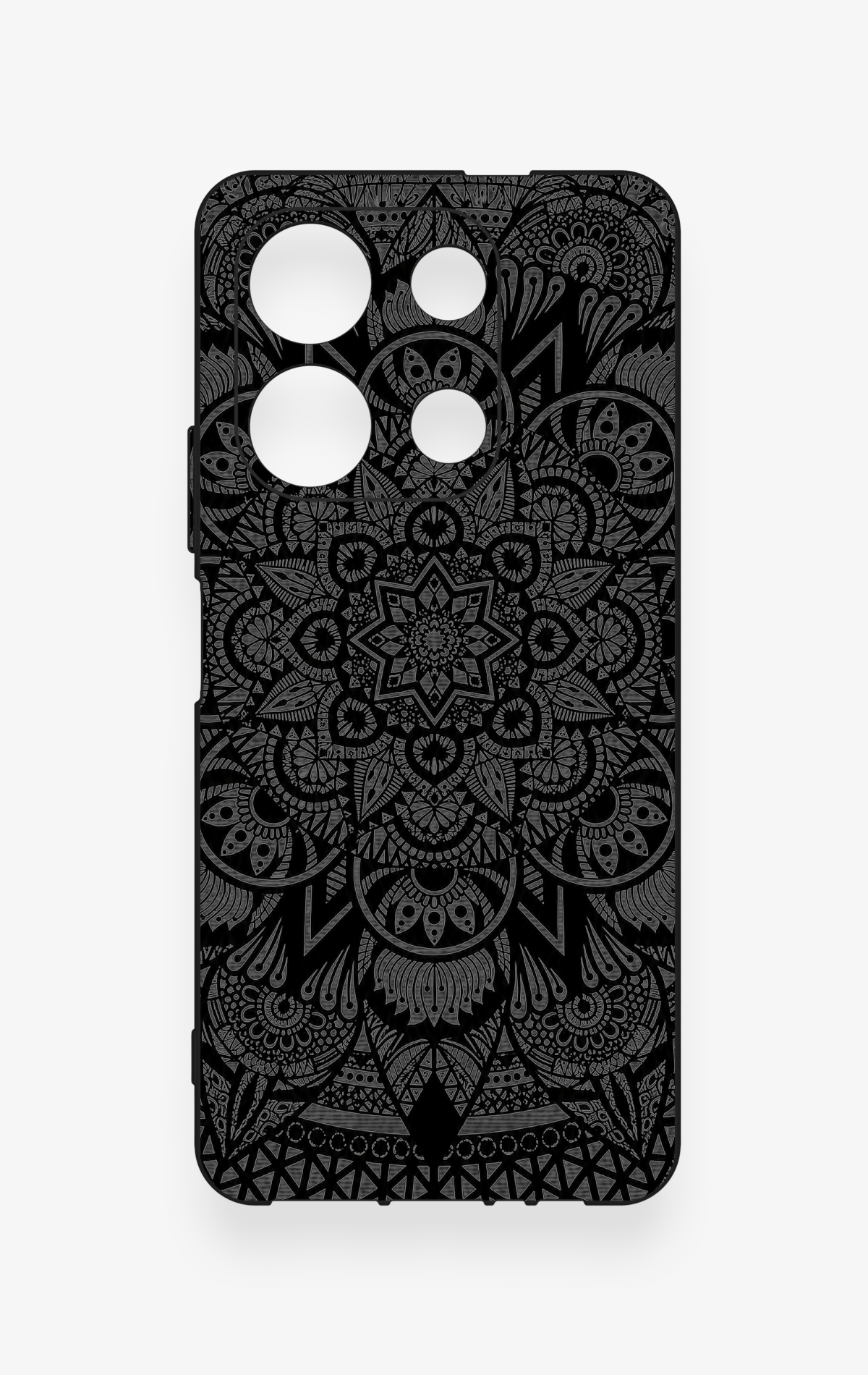 İnfinix Note 30 Uyumlu Siyah Beyaz Mandala Desenli Silikon Kılıf