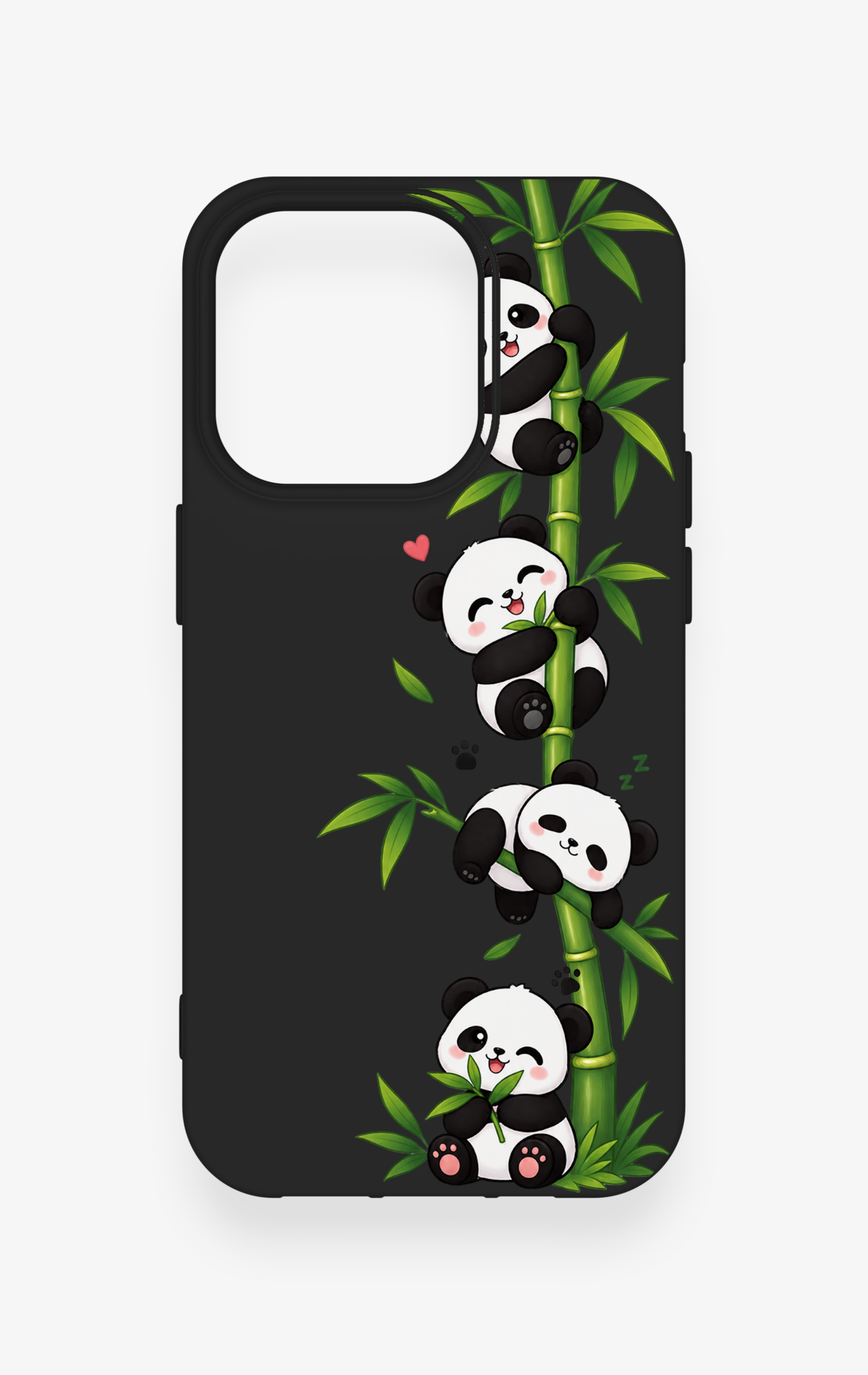 iPhone 14 Pro Uyumlu Sevimli Panda Bambu Desenli Silikon Kılıf