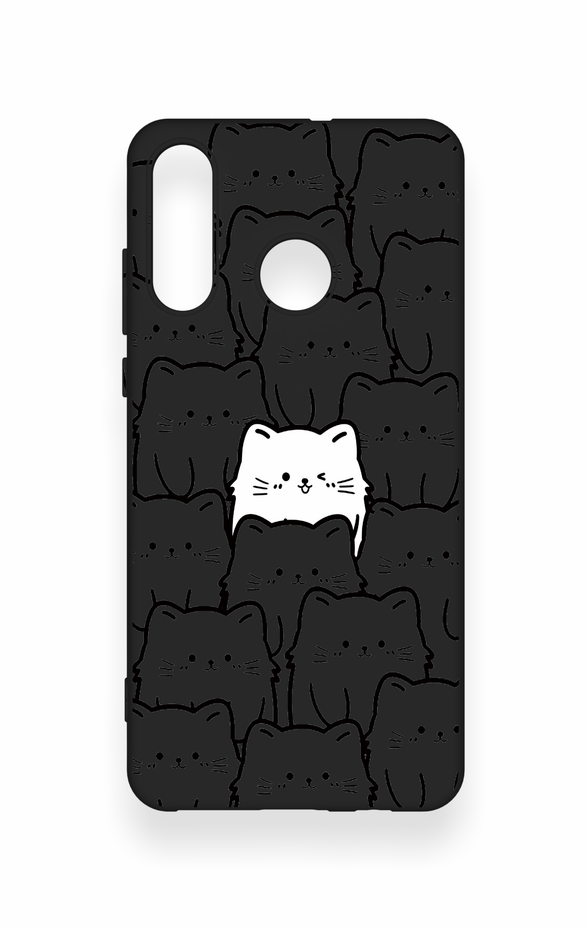 Huawei P30 Lite Uyumlu Many Cats Desenli Silikon Kılıf