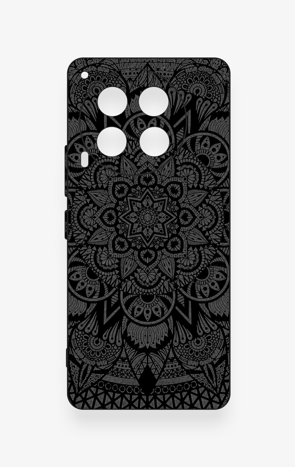 Tecno Camon 30 Uyumlu Siyah Beyaz Mandala Desenli Silikon Kılıf