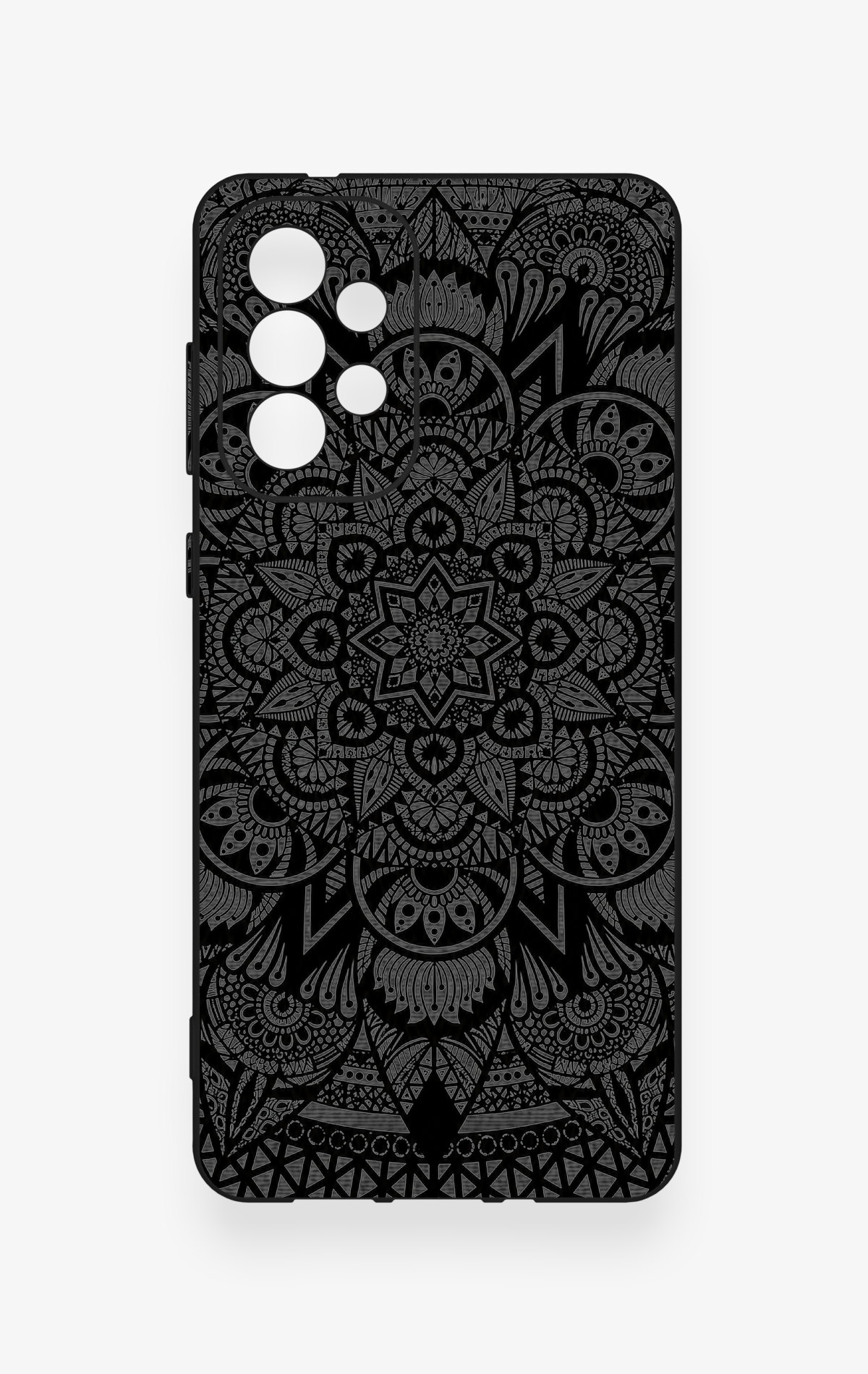 Samsung-A73 Uyumlu Siyah Beyaz Mandala Desenli Silikon Kılıf