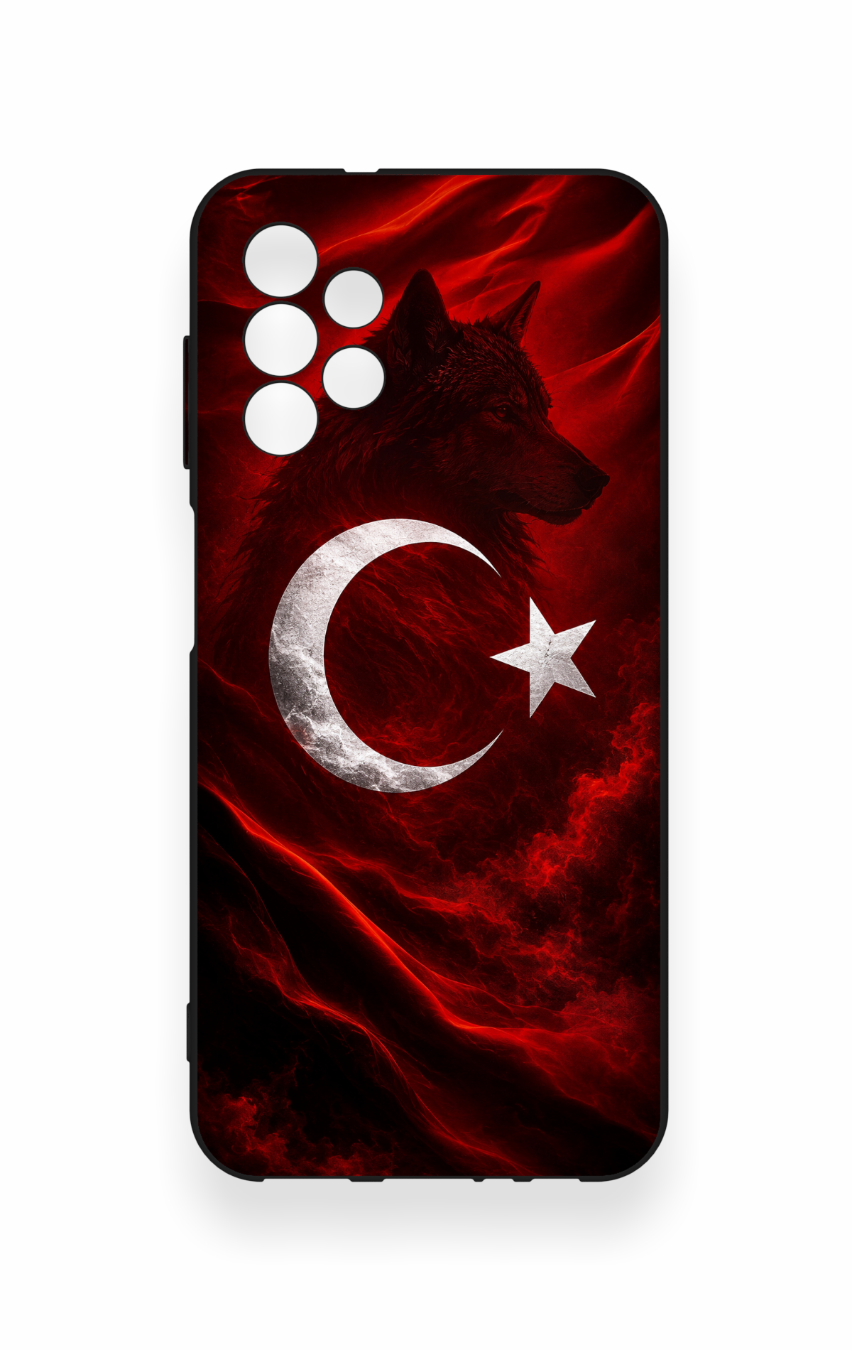 Samsung A13 Uyumlu Kurt Türk Bayrağı Desenli Silikon Kılıf