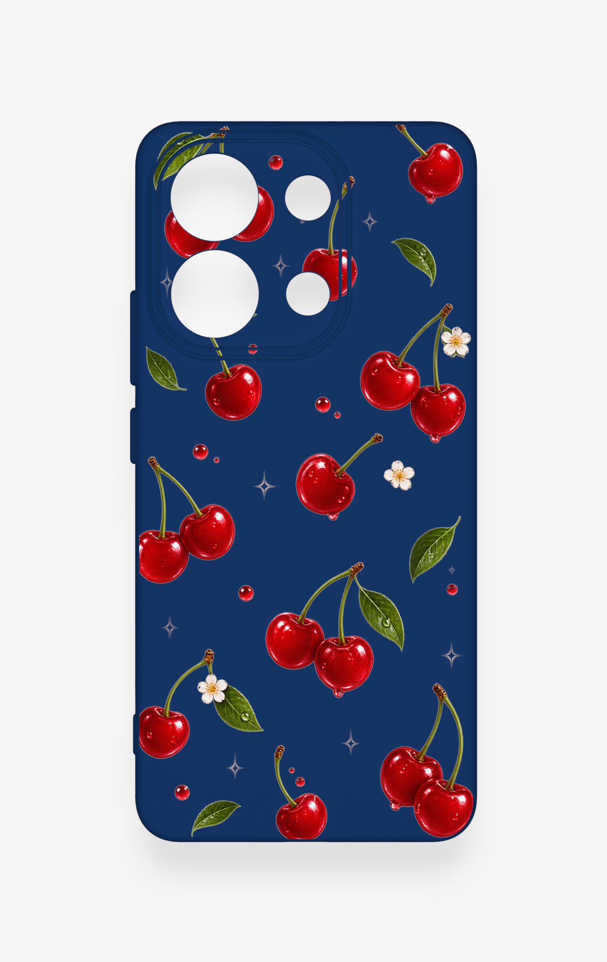Redmi Note 13 4G Uyumlu Kiraz Papatya Desenli Silikon Kılıf