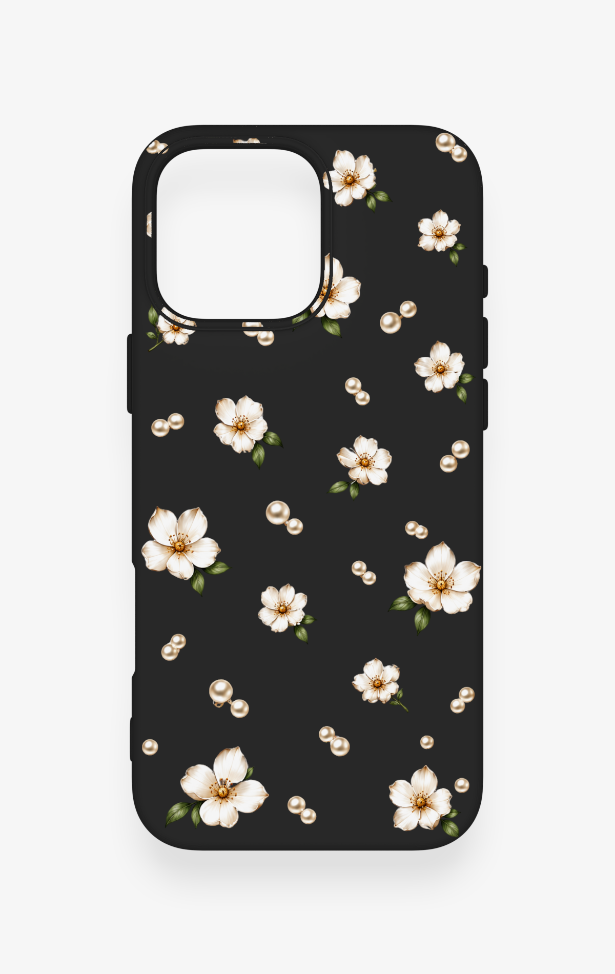 iPhone 16 Pro Max Uyumlu İnci Papatya Desenli Silikon Kılıf