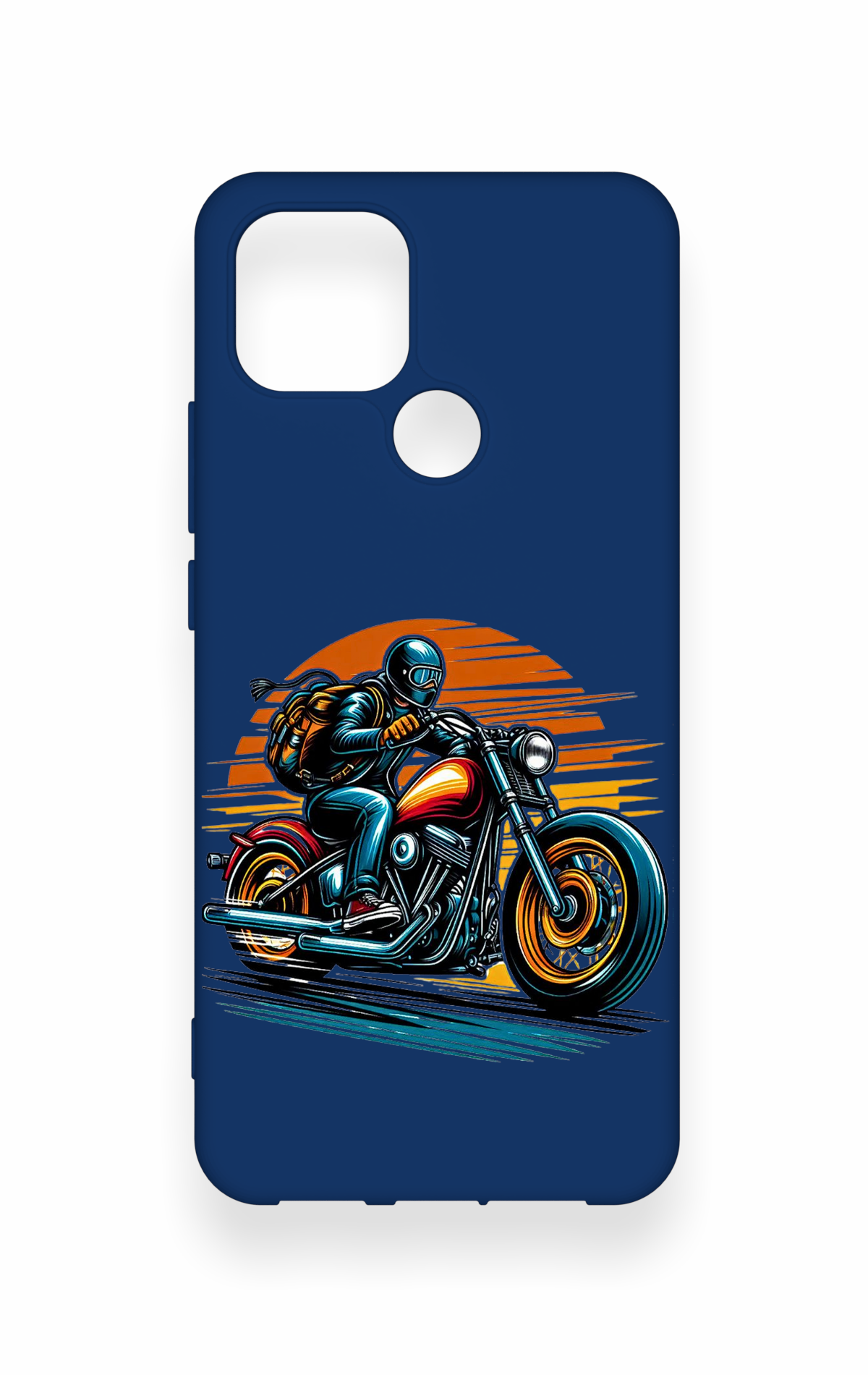 Oppo A15 Uyumlu Moto Rider Desenli Silikon Kılıf