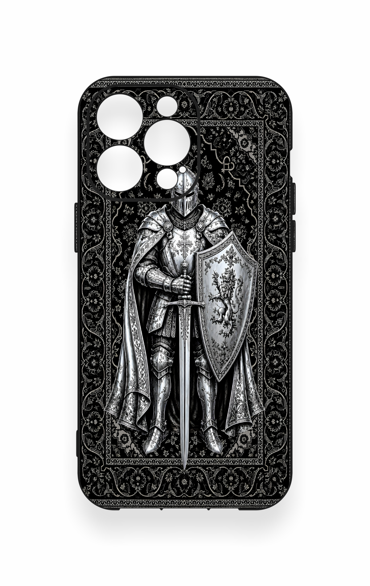 iPhone 14 Pro Max Uyumlu Şövalye Desenli Silikon Kılıf