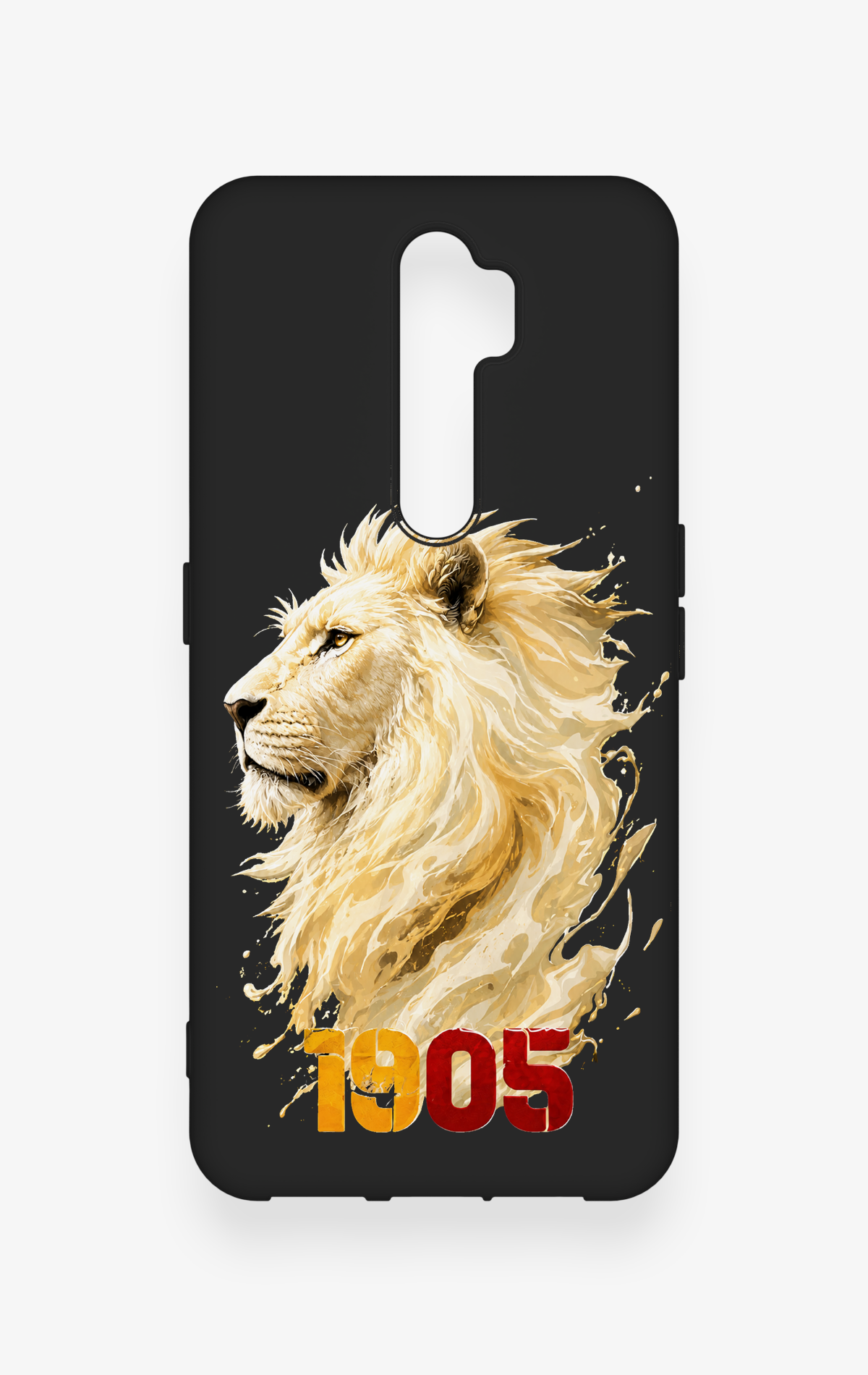 Oppo A5 2020 Uyumlu Sarı Kırmızı 1905 Aslan Desenli Silikon Kılıf