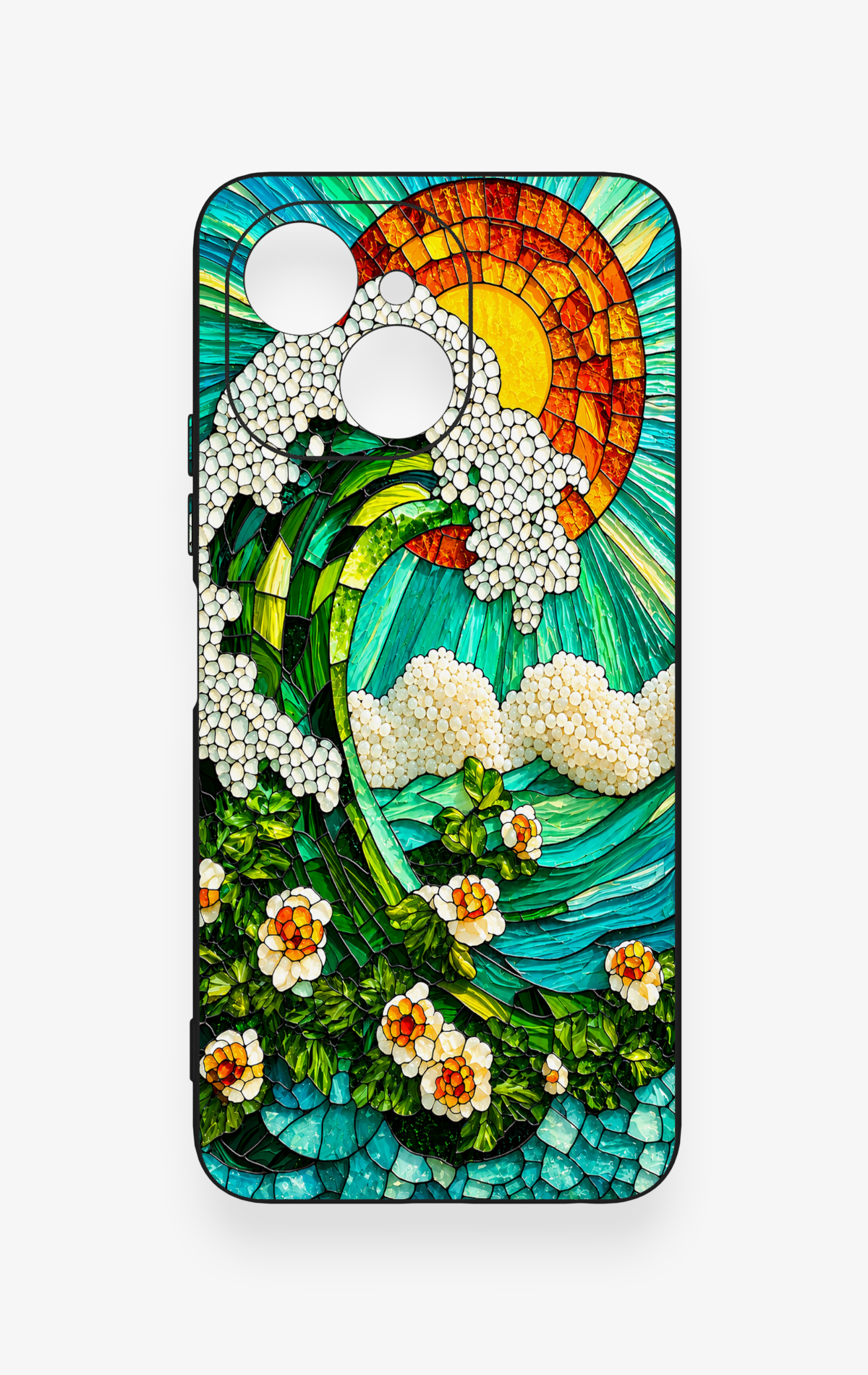 Tecno Spark 40C Uyumlu Mozaik Okyanus Dalgası Desenli Silikon Kılıf