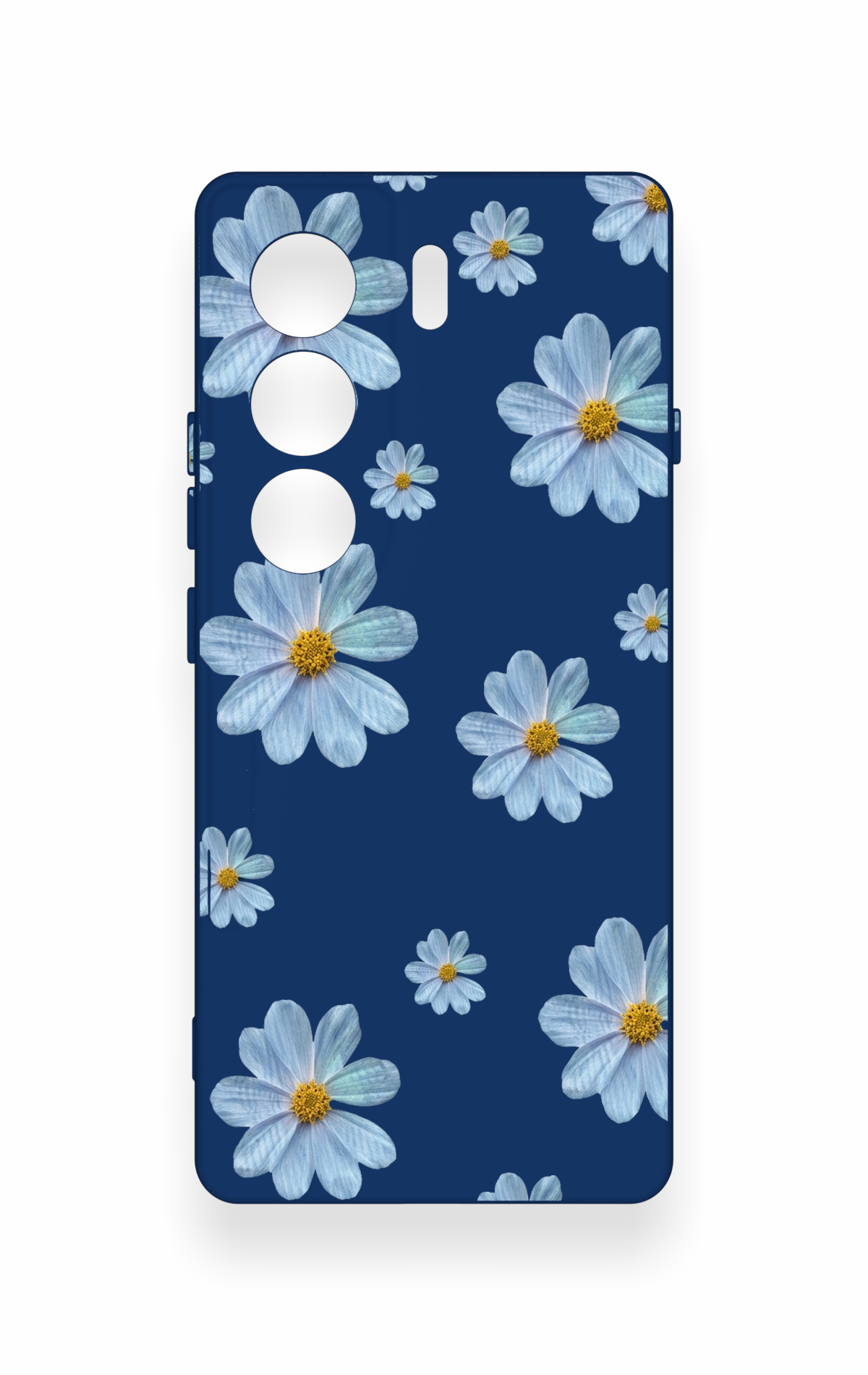 Tecno Camon 40 4G Uyumlu Mavi Papatya Desenli Silikon Kılıf