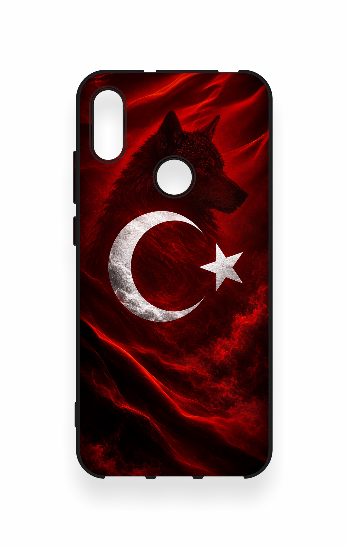 Huawei Y6 2019 Uyumlu Kurt Türk Bayrağı Desenli Silikon Kılıf