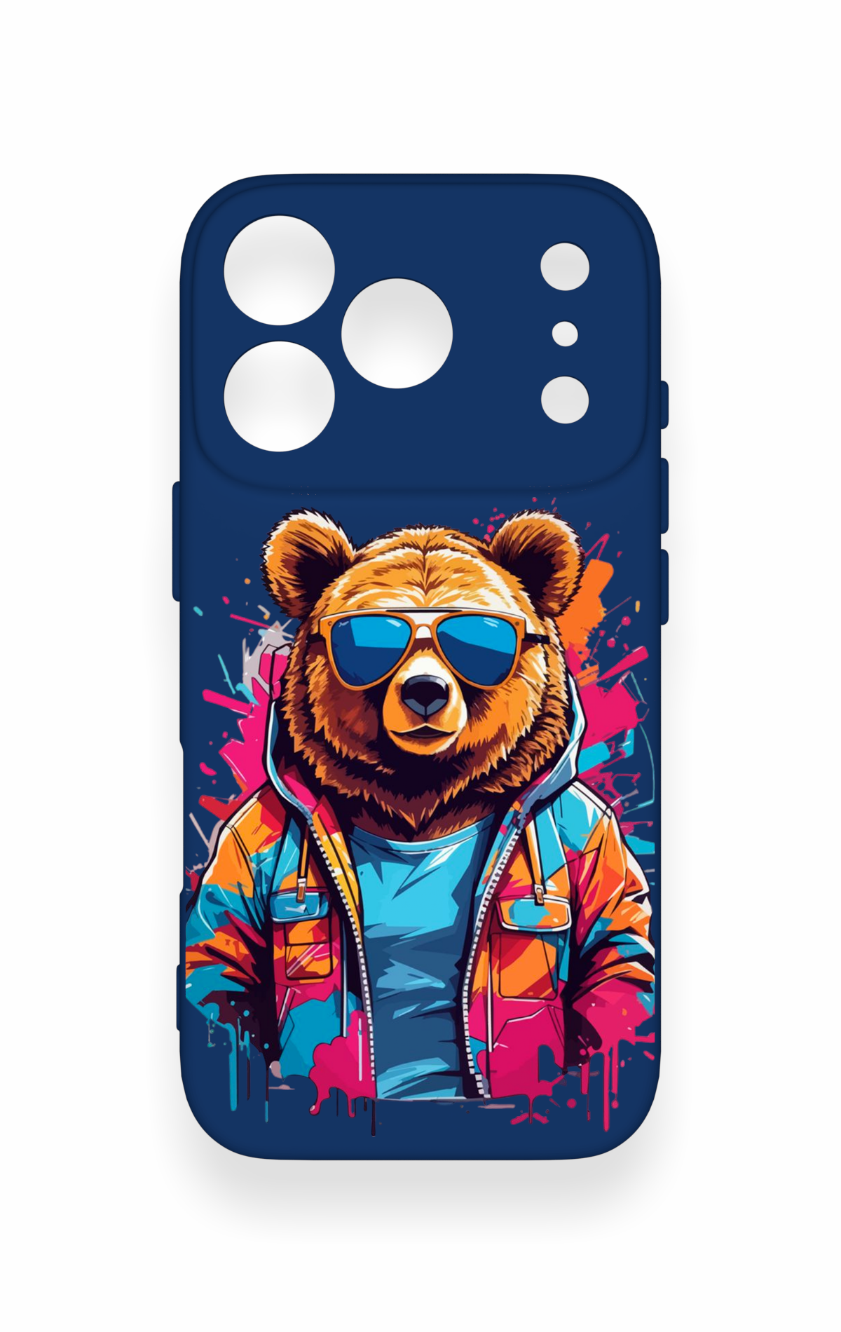 iPhone 17 Pro Uyumlu Gözlüklü Ayı Desenli Silikon Kılıf